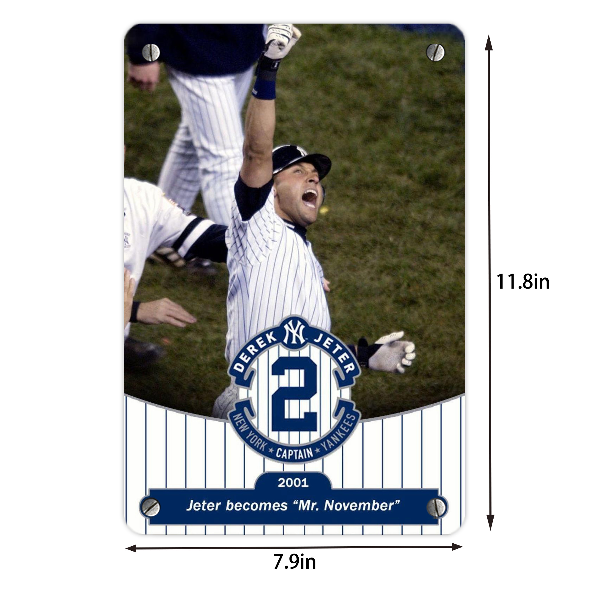 Derek Jeter 87 Metal Tin Sign 8x12inch - High-Quality Full-Print Decorative Wall Art, Durable Rust-Resistant Metal Plaque For Living Room, Bedroom, Kitchen, Office, Bar Décor