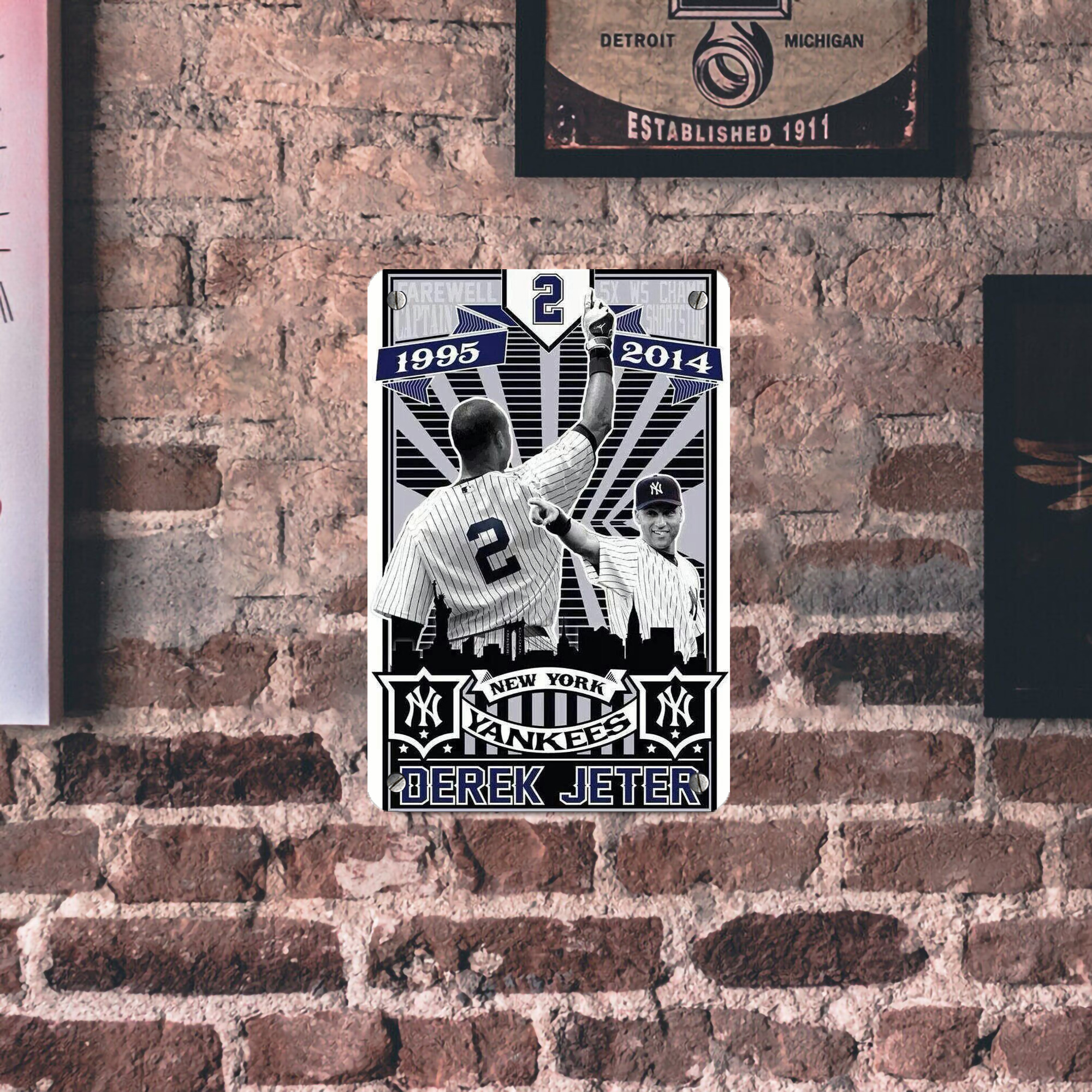 Derek Jeter 89 Metal Tin Sign 8x12inch - High-Quality Full-Print Decorative Wall Art, Durable Rust-Resistant Metal Plaque For Living Room, Bedroom, Kitchen, Office, Bar Décor