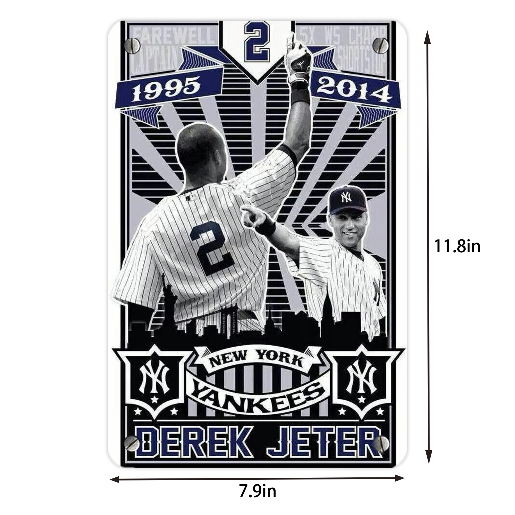 Derek Jeter 89 Metal Tin Sign 8x12inch - High-Quality Full-Print Decorative Wall Art, Durable Rust-Resistant Metal Plaque For Living Room, Bedroom, Kitchen, Office, Bar Décor