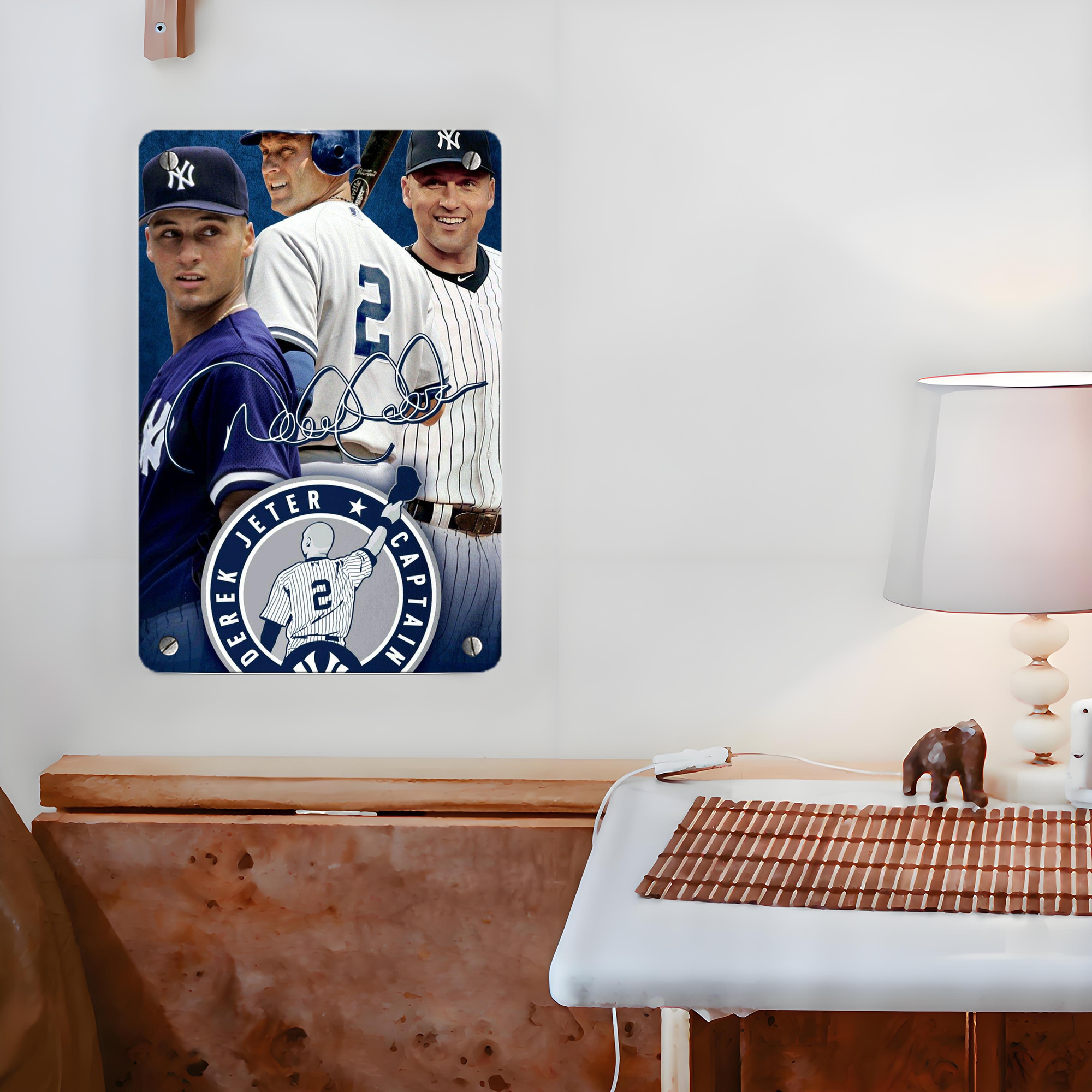 Derek Jeter 92 Metal Tin Sign 8x12inch - High-Quality Full-Print Decorative Wall Art, Durable Rust-Resistant Metal Plaque For Living Room, Bedroom, Kitchen, Office, Bar Décor