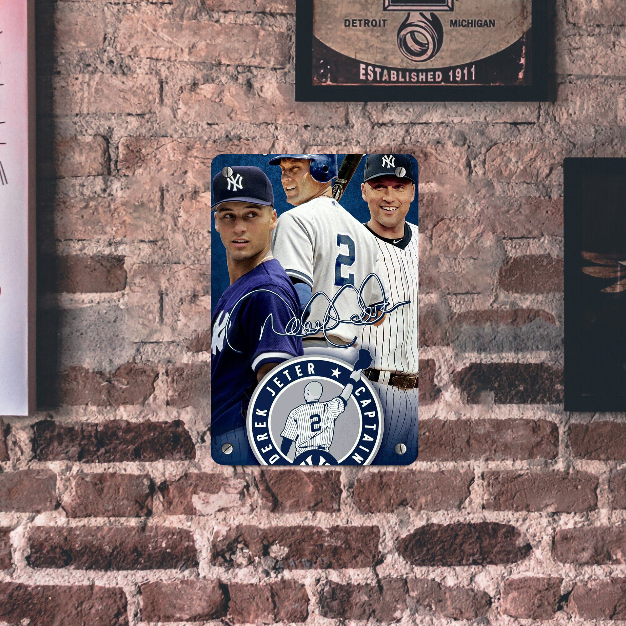 Derek Jeter 92 Metal Tin Sign 8x12inch - High-Quality Full-Print Decorative Wall Art, Durable Rust-Resistant Metal Plaque For Living Room, Bedroom, Kitchen, Office, Bar Décor