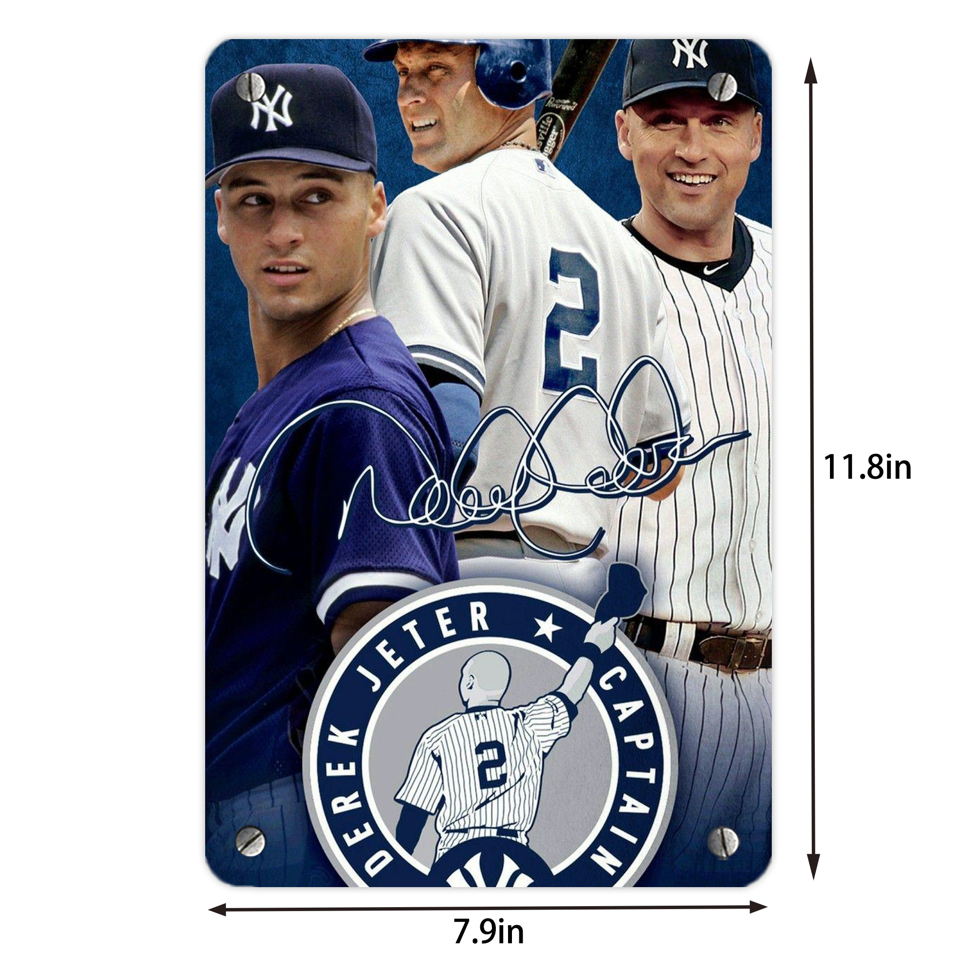 Derek Jeter 92 Metal Tin Sign 8x12inch - High-Quality Full-Print Decorative Wall Art, Durable Rust-Resistant Metal Plaque For Living Room, Bedroom, Kitchen, Office, Bar Décor