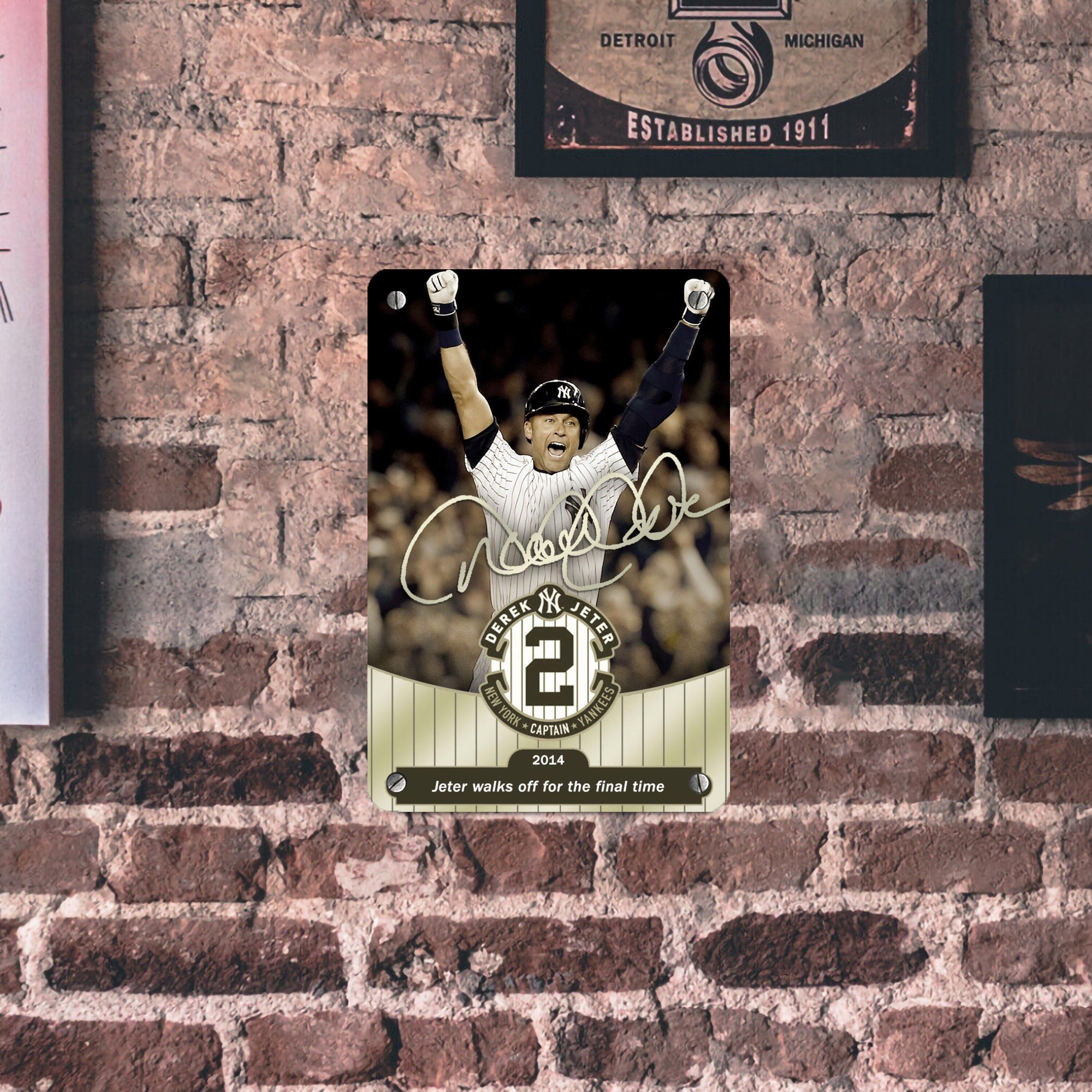 Derek Jeter 95 Metal Tin Sign 8x12inch - High-Quality Full-Print Decorative Wall Art, Durable Rust-Resistant Metal Plaque For Living Room, Bedroom, Kitchen, Office, Bar Décor