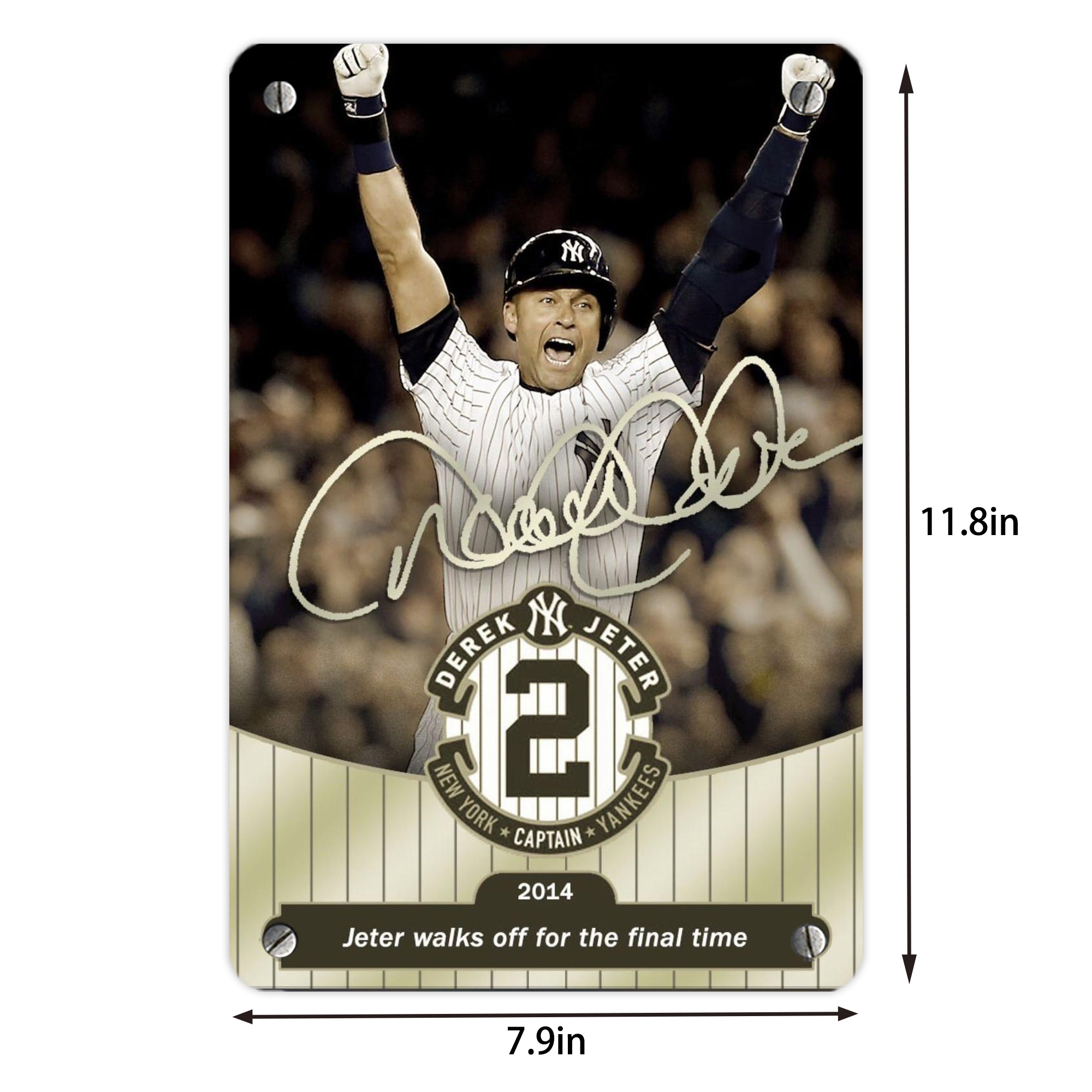 Derek Jeter 95 Metal Tin Sign 8x12inch - High-Quality Full-Print Decorative Wall Art, Durable Rust-Resistant Metal Plaque For Living Room, Bedroom, Kitchen, Office, Bar Décor
