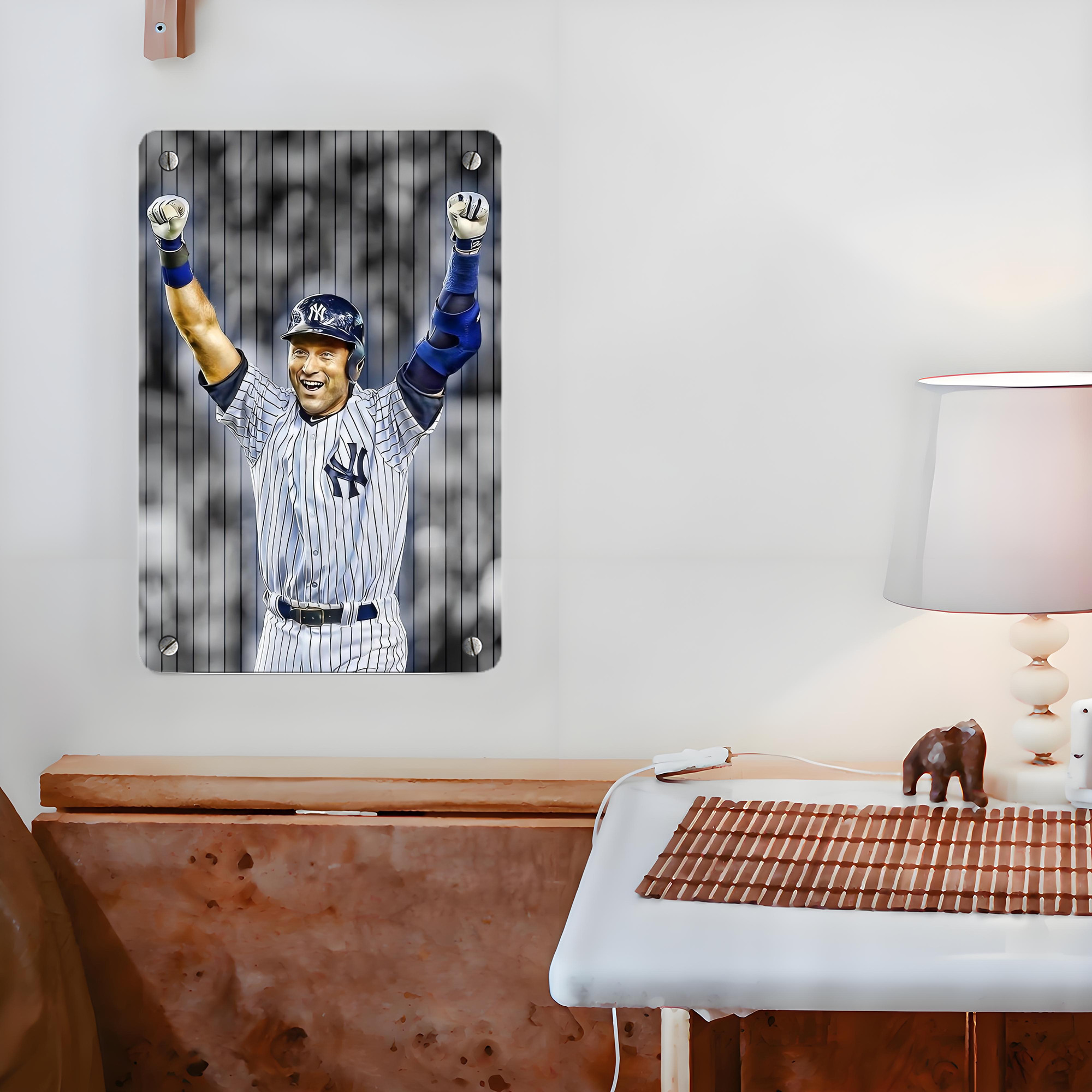 Derek Jeter 96 Metal Tin Sign 8x12inch - High-Quality Full-Print Decorative Wall Art, Durable Rust-Resistant Metal Plaque For Living Room, Bedroom, Kitchen, Office, Bar Décor