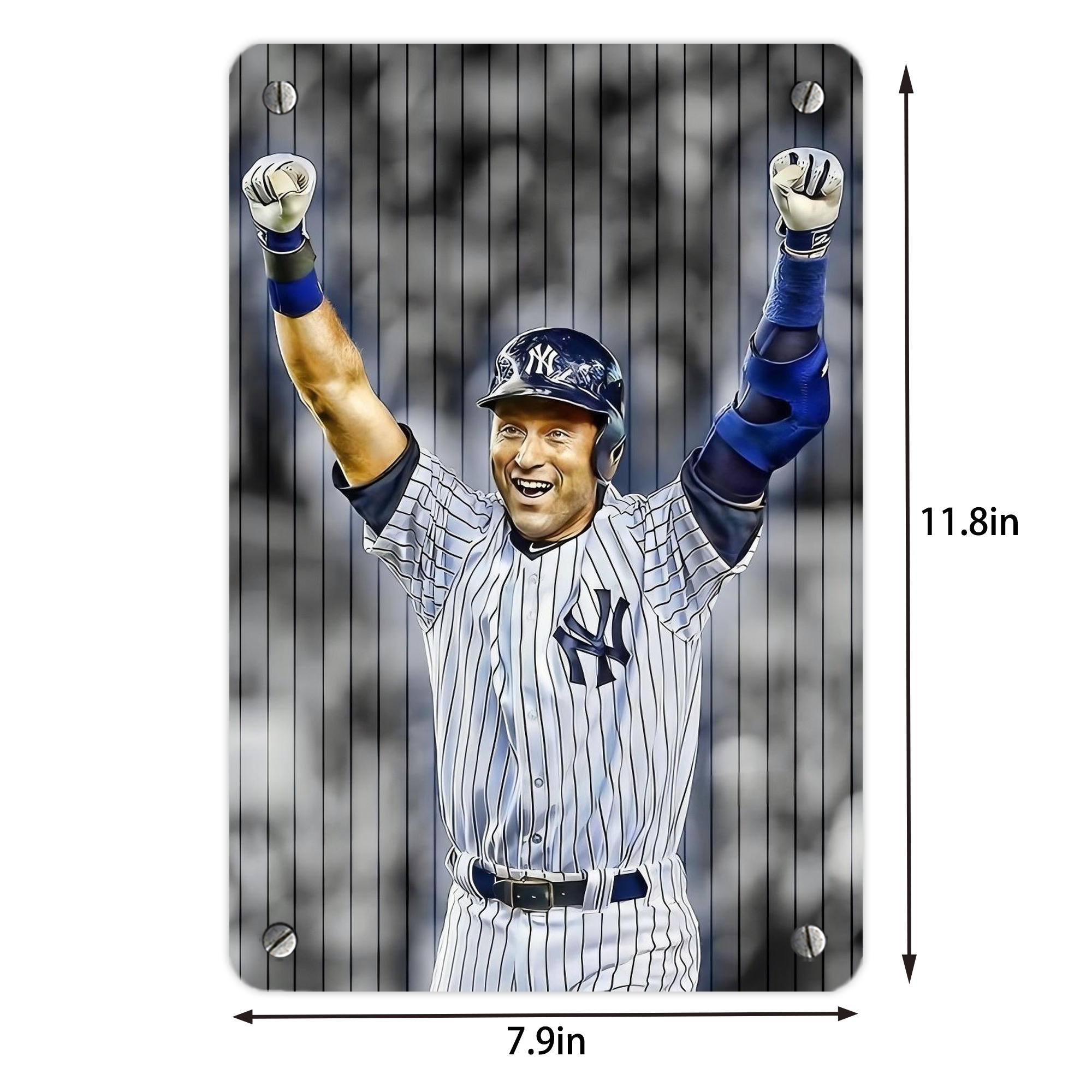 Derek Jeter 96 Metal Tin Sign 8x12inch - High-Quality Full-Print Decorative Wall Art, Durable Rust-Resistant Metal Plaque For Living Room, Bedroom, Kitchen, Office, Bar Décor