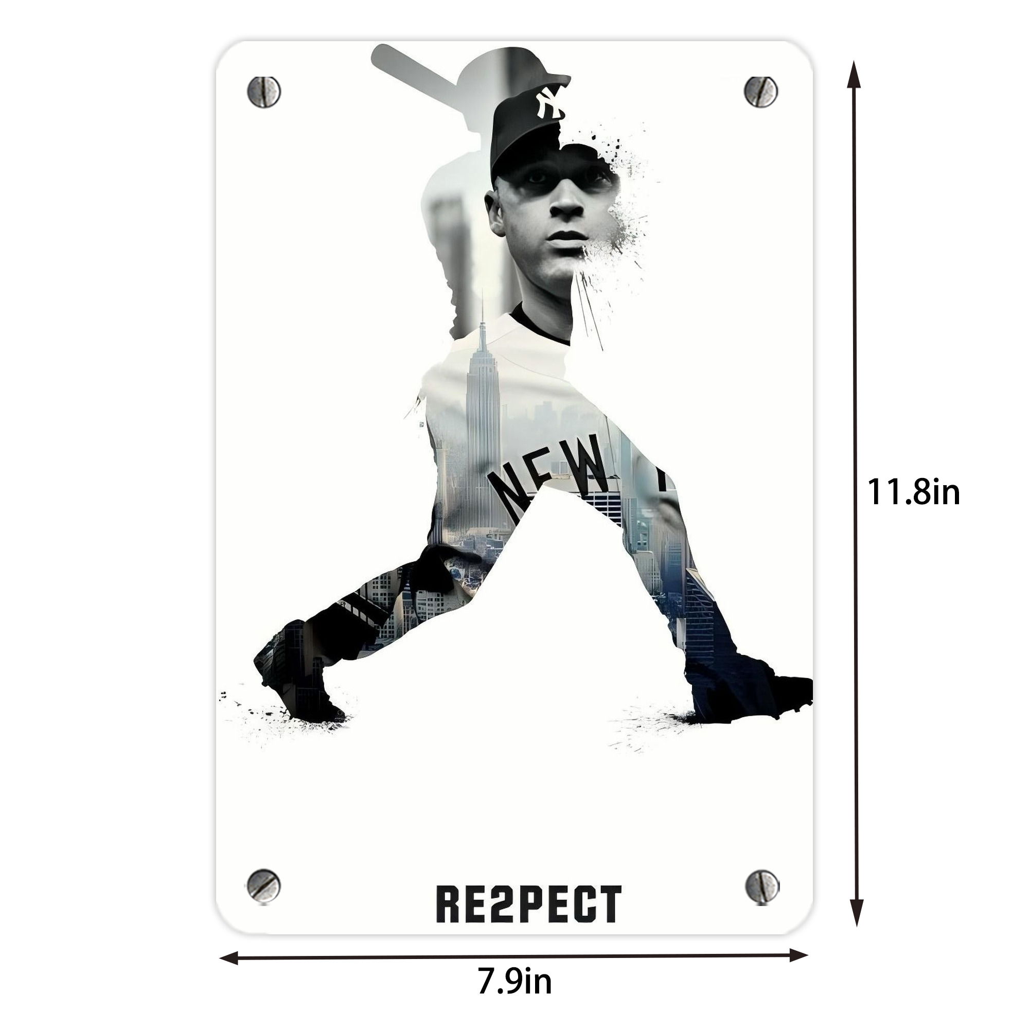 Derek Jeter 98 Metal Tin Sign 8x12inch - High-Quality Full-Print Decorative Wall Art, Durable Rust-Resistant Metal Plaque For Living Room, Bedroom, Kitchen, Office, Bar Décor