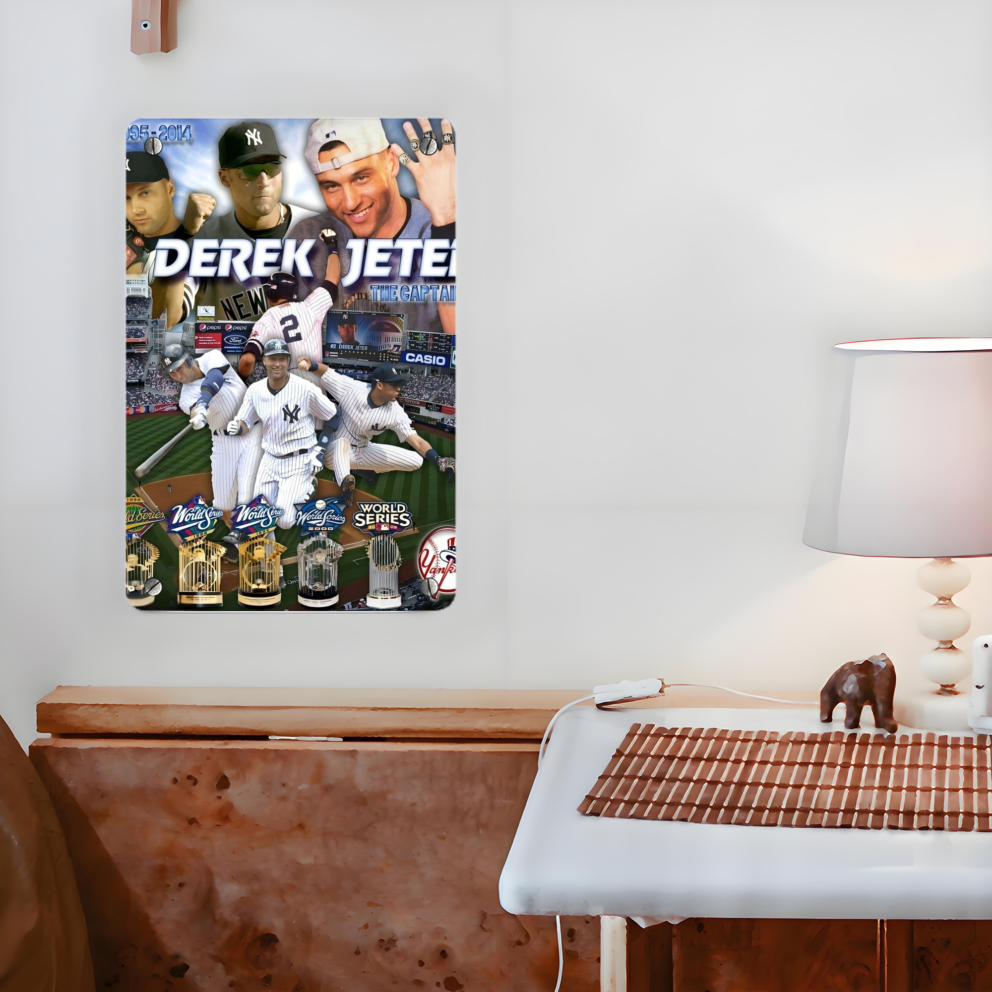 Derek Jeter 100 Metal Tin Sign 8x12inch - High-Quality Full-Print Decorative Wall Art, Durable Rust-Resistant Metal Plaque For Living Room, Bedroom, Kitchen, Office, Bar Décor