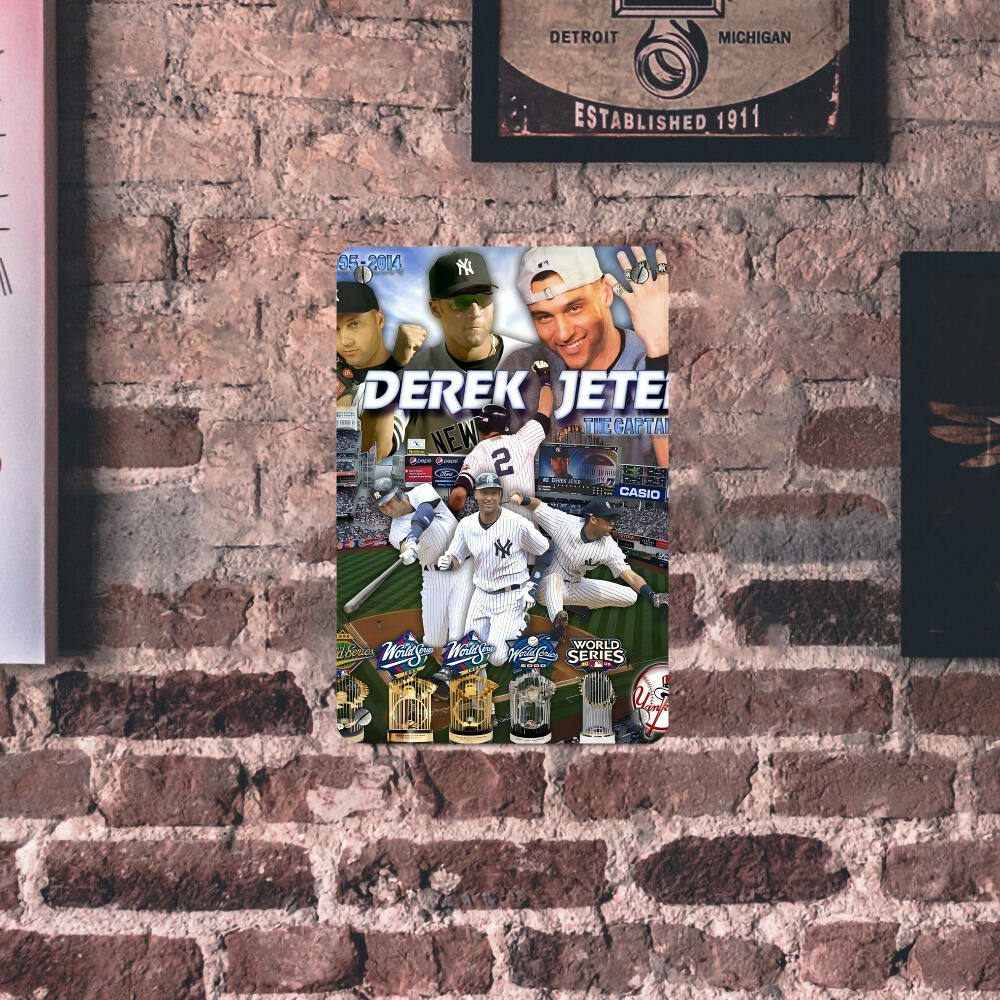 Derek Jeter 100 Metal Tin Sign 8x12inch - High-Quality Full-Print Decorative Wall Art, Durable Rust-Resistant Metal Plaque For Living Room, Bedroom, Kitchen, Office, Bar Décor
