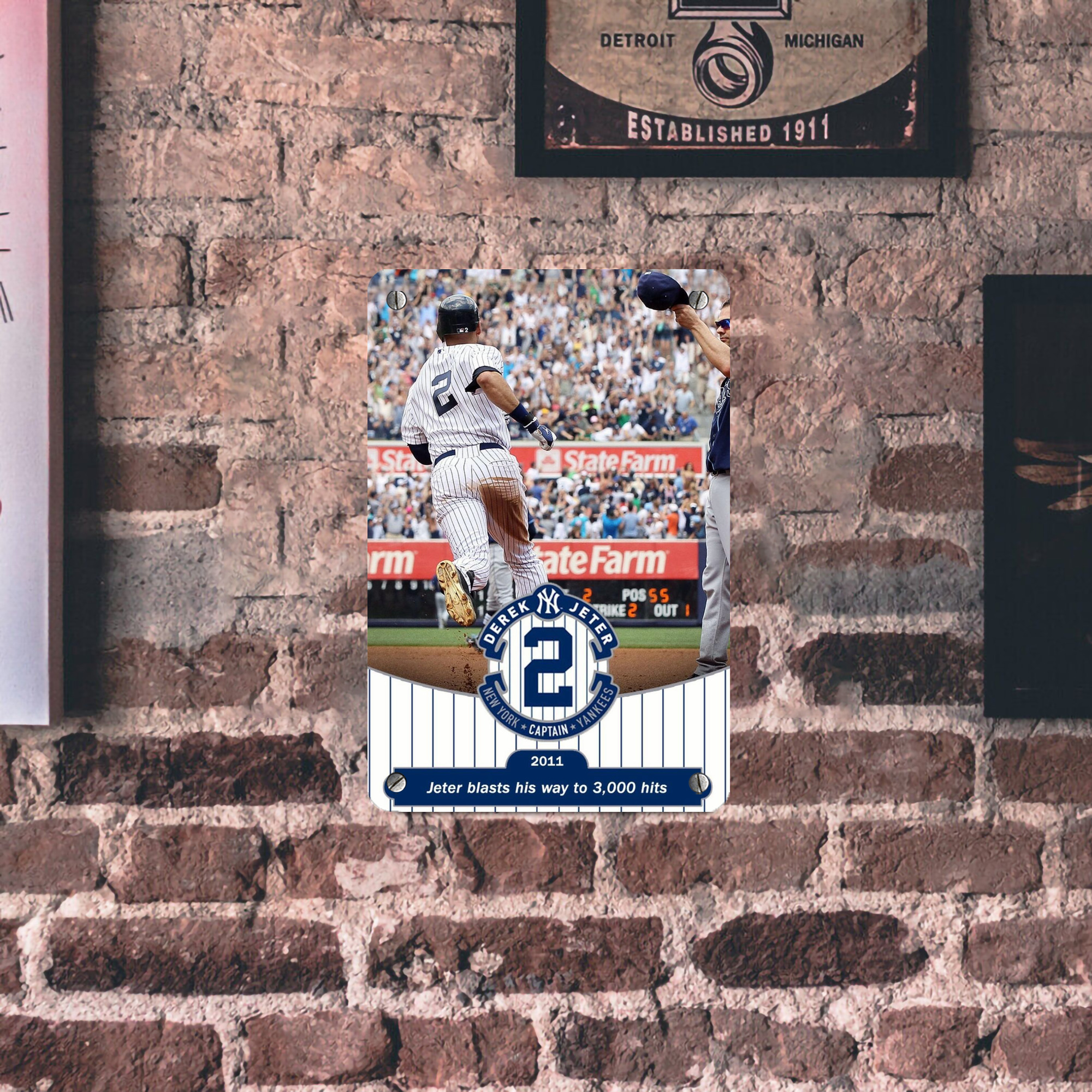 Derek Jeter 102 Metal Tin Sign 8x12inch - High-Quality Full-Print Decorative Wall Art, Durable Rust-Resistant Metal Plaque For Living Room, Bedroom, Kitchen, Office, Bar Décor