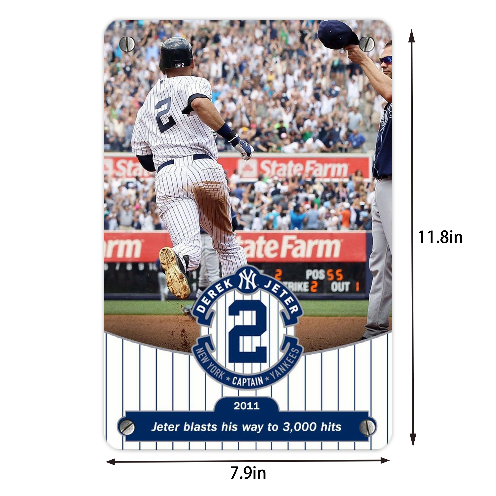 Derek Jeter 102 Metal Tin Sign 8x12inch - High-Quality Full-Print Decorative Wall Art, Durable Rust-Resistant Metal Plaque For Living Room, Bedroom, Kitchen, Office, Bar Décor