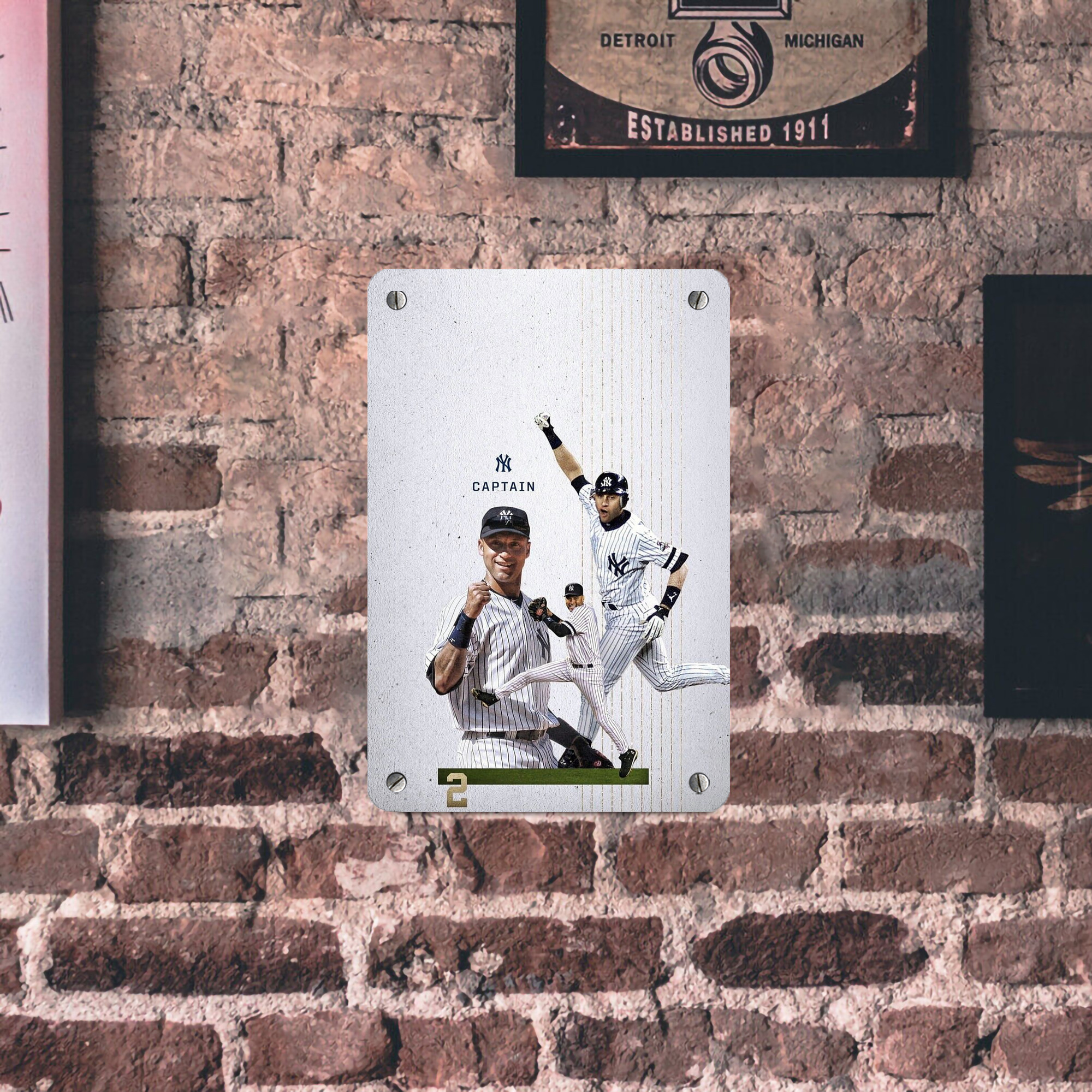 Derek Jeter 106 Metal Tin Sign 8x12inch - High-Quality Full-Print Decorative Wall Art, Durable Rust-Resistant Metal Plaque For Living Room, Bedroom, Kitchen, Office, Bar Décor