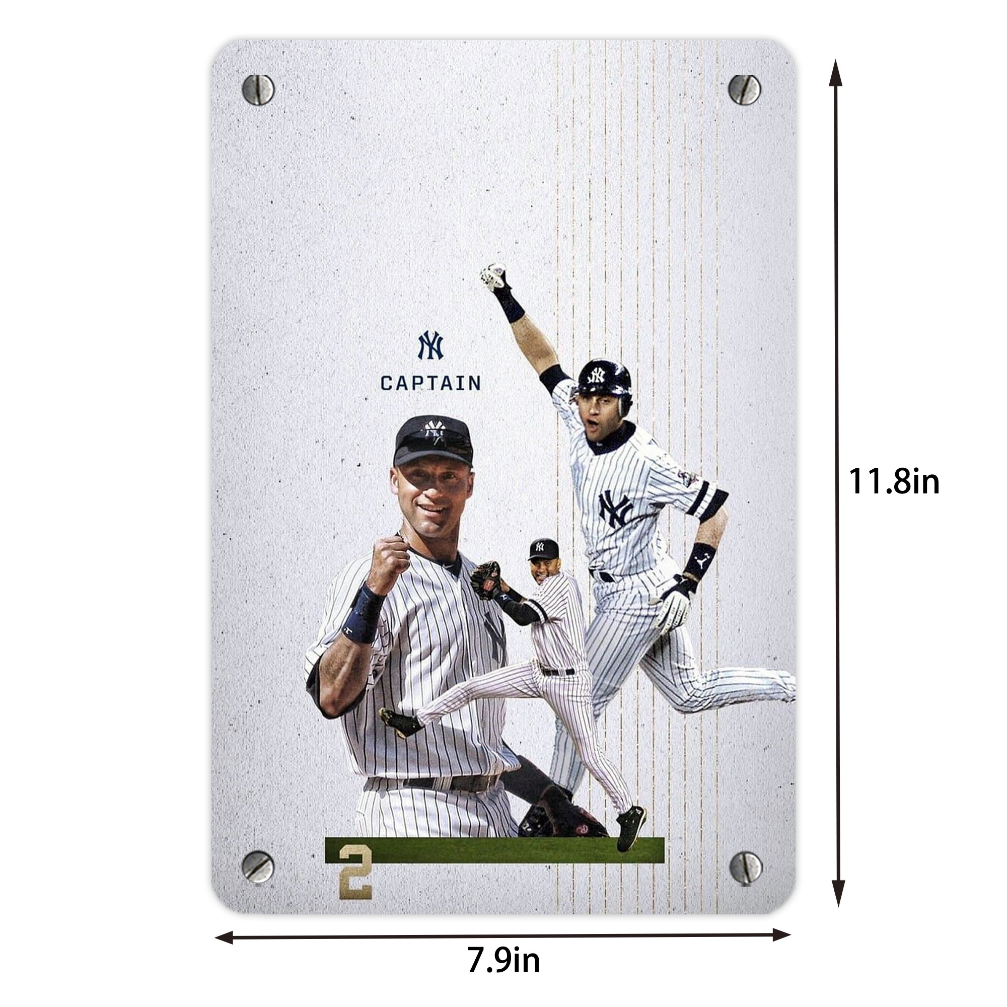 Derek Jeter 106 Metal Tin Sign 8x12inch - High-Quality Full-Print Decorative Wall Art, Durable Rust-Resistant Metal Plaque For Living Room, Bedroom, Kitchen, Office, Bar Décor