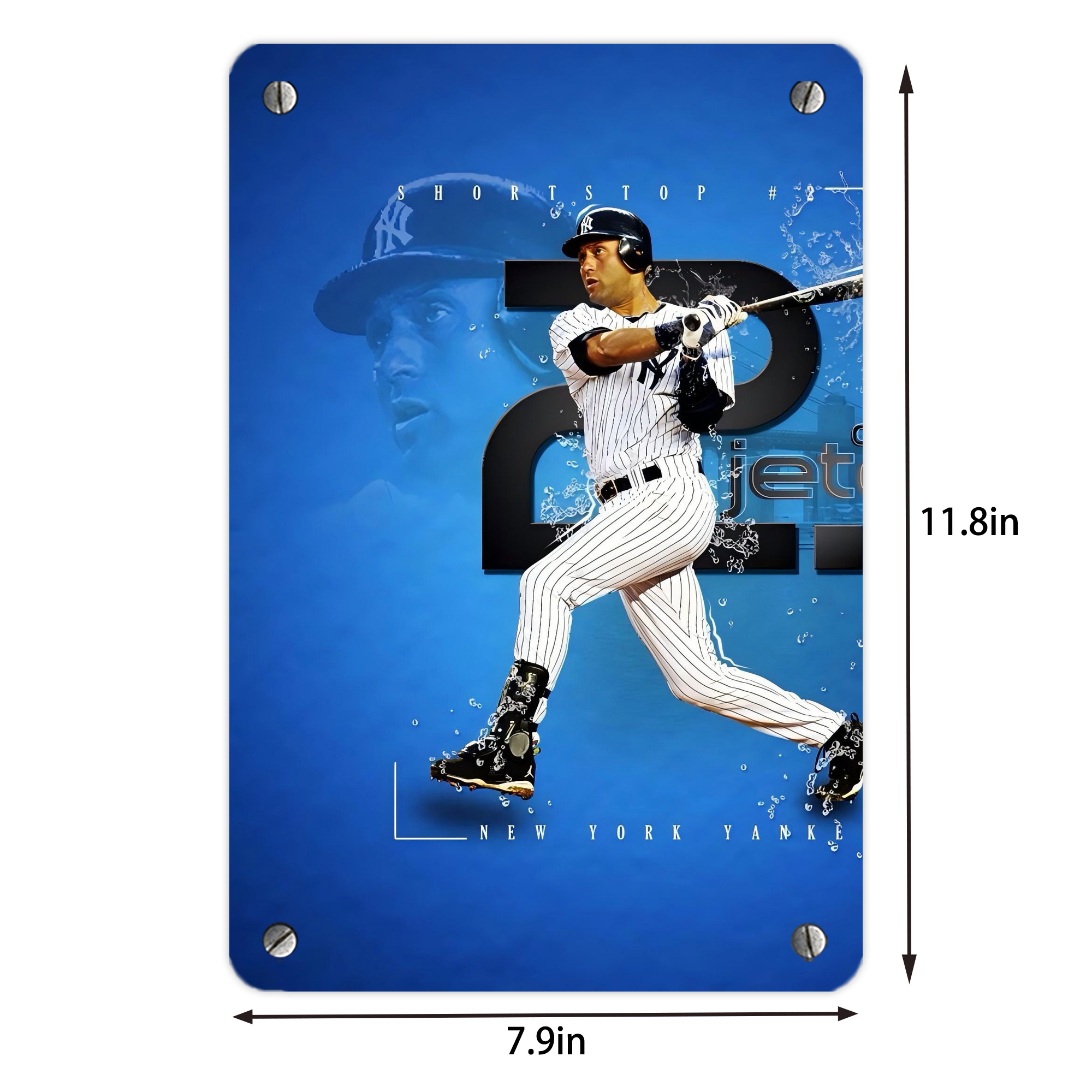 Derek Jeter 107 Metal Tin Sign 8x12inch - High-Quality Full-Print Decorative Wall Art, Durable Rust-Resistant Metal Plaque For Living Room, Bedroom, Kitchen, Office, Bar Décor