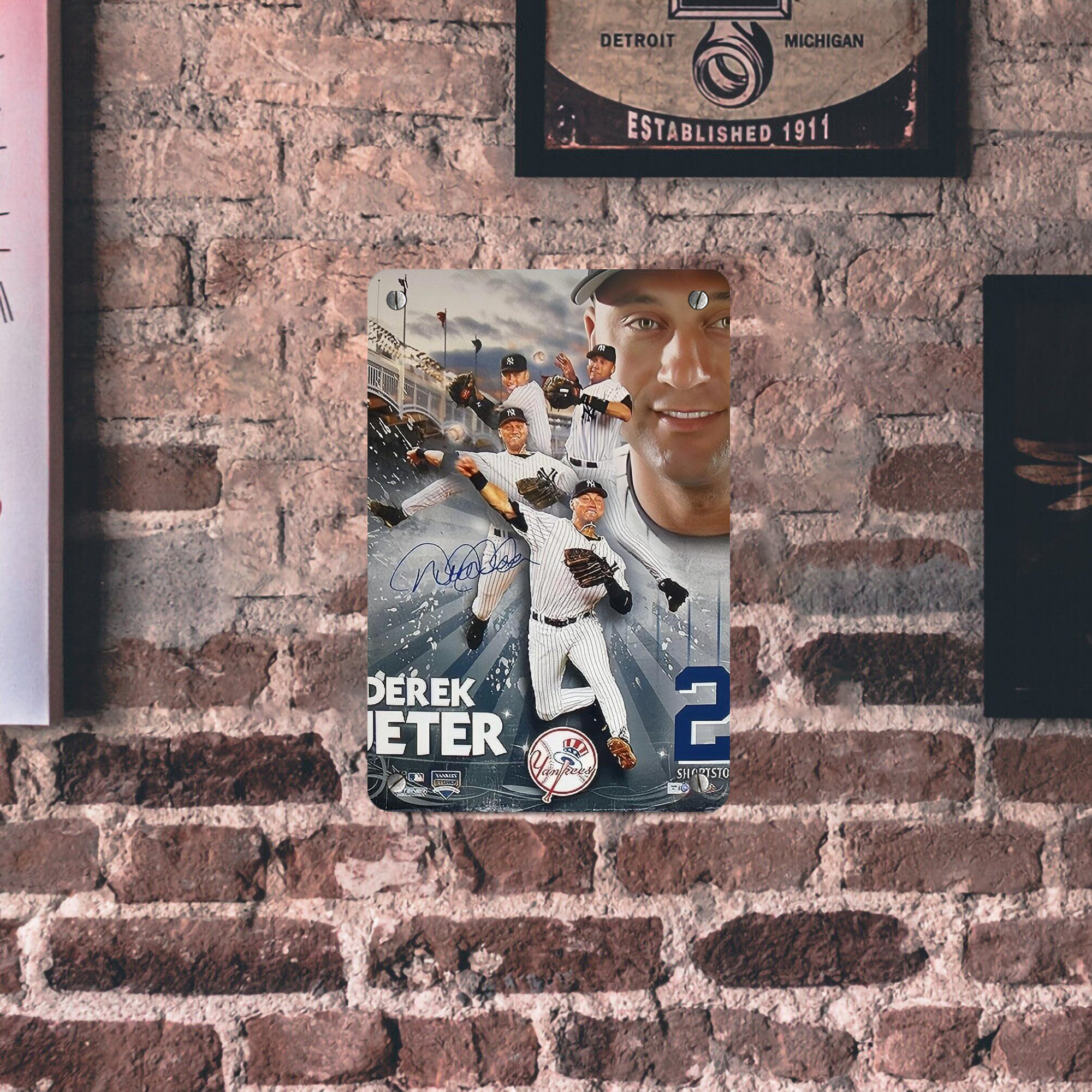 Derek Jeter 109 Metal Tin Sign 8x12inch - High-Quality Full-Print Decorative Wall Art, Durable Rust-Resistant Metal Plaque For Living Room, Bedroom, Kitchen, Office, Bar Décor