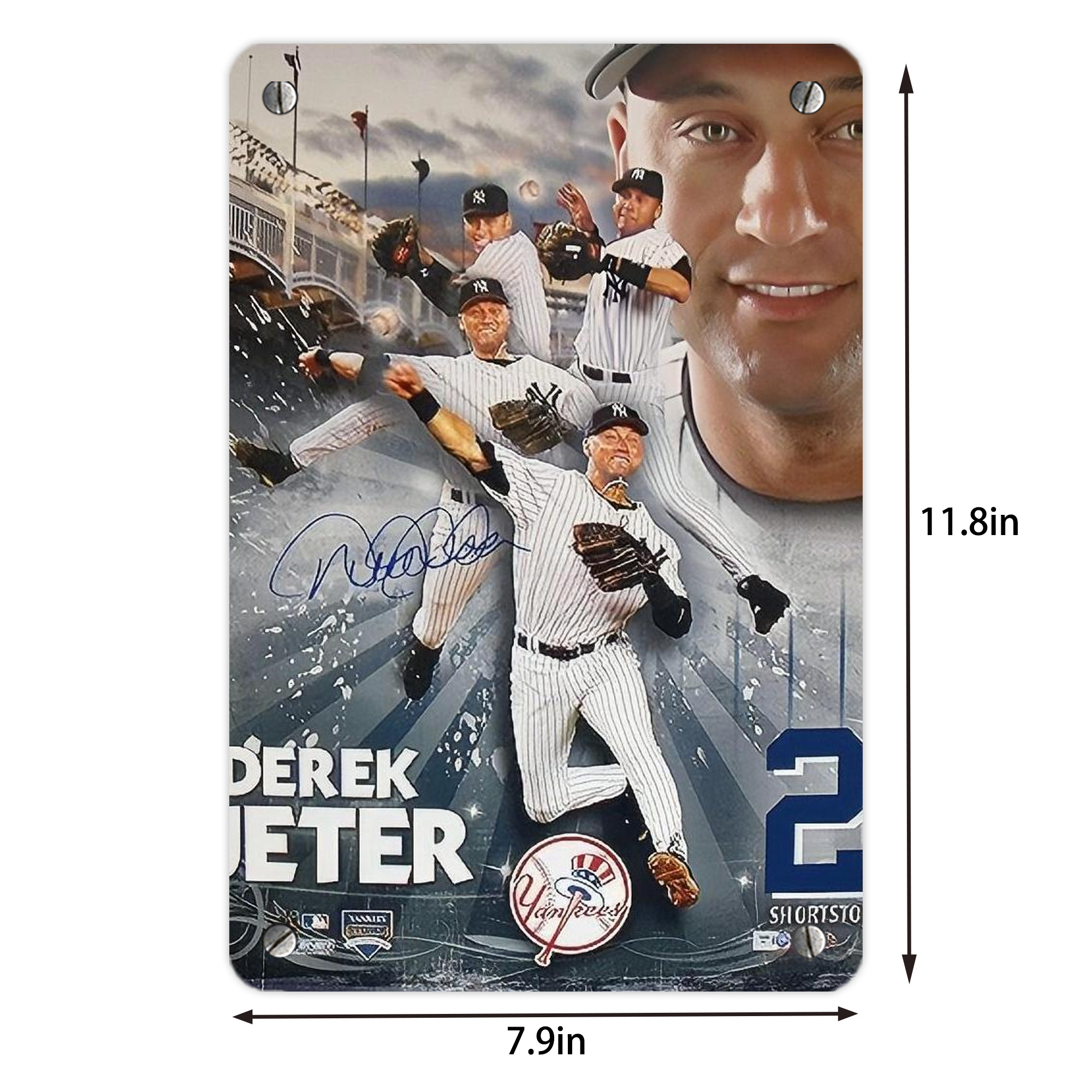 Derek Jeter 109 Metal Tin Sign 8x12inch - High-Quality Full-Print Decorative Wall Art, Durable Rust-Resistant Metal Plaque For Living Room, Bedroom, Kitchen, Office, Bar Décor