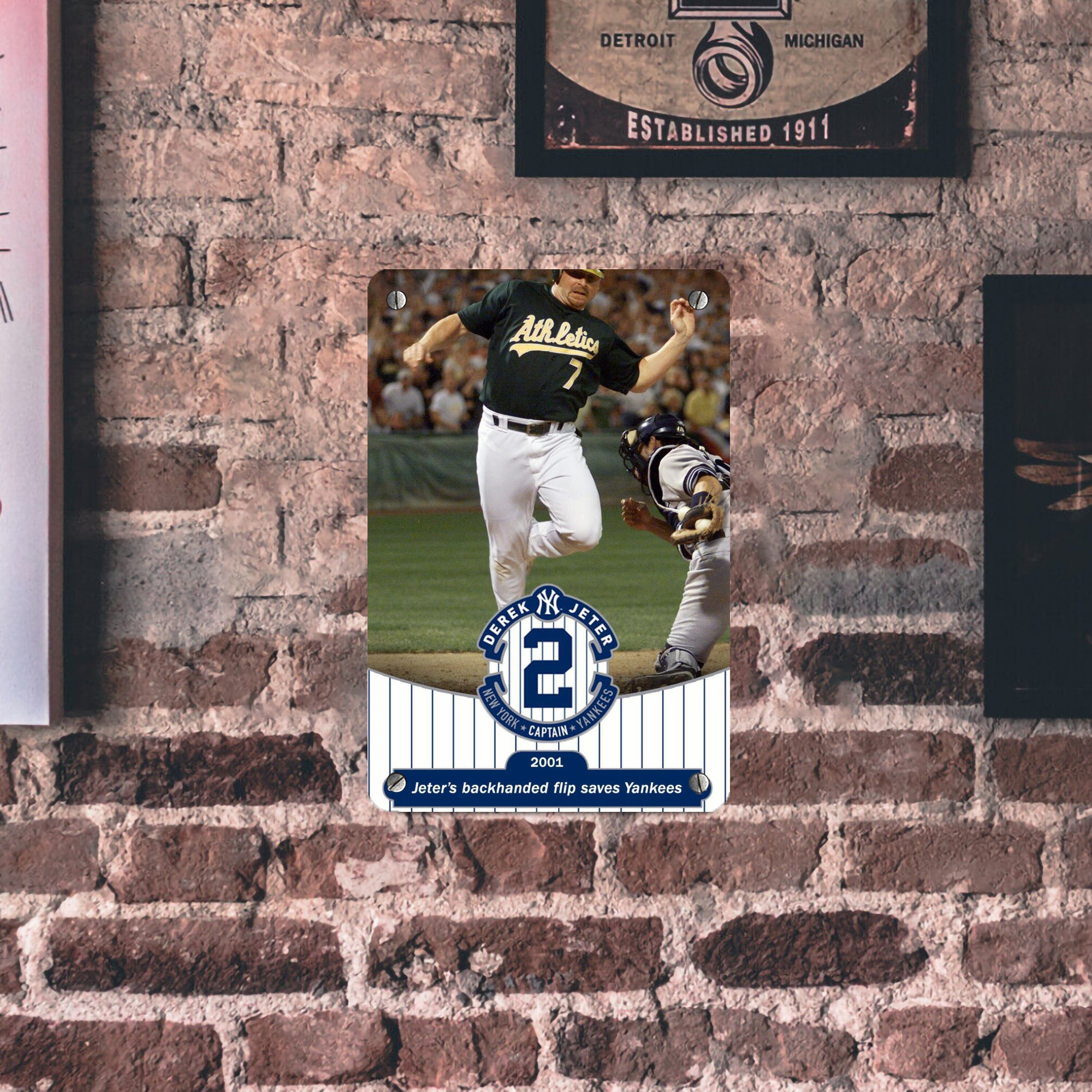Derek Jeter 111 Metal Tin Sign 8x12inch - High-Quality Full-Print Decorative Wall Art, Durable Rust-Resistant Metal Plaque For Living Room, Bedroom, Kitchen, Office, Bar Décor