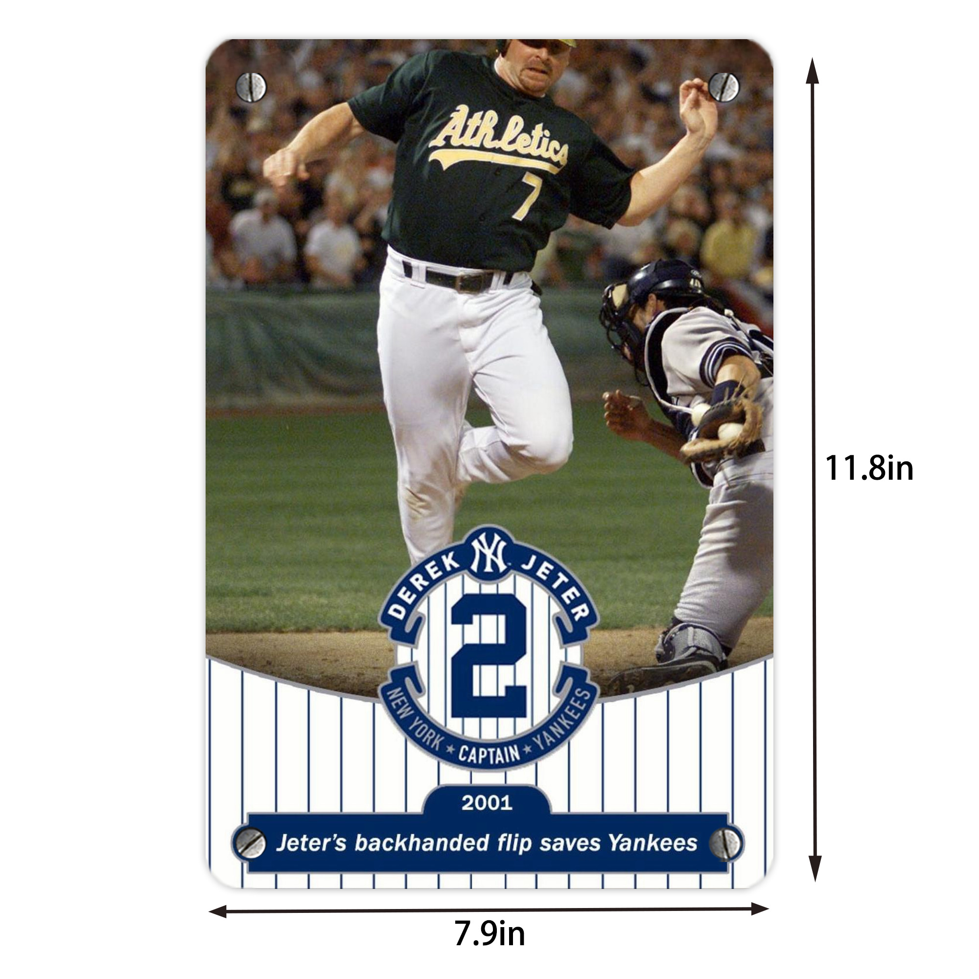 Derek Jeter 111 Metal Tin Sign 8x12inch - High-Quality Full-Print Decorative Wall Art, Durable Rust-Resistant Metal Plaque For Living Room, Bedroom, Kitchen, Office, Bar Décor