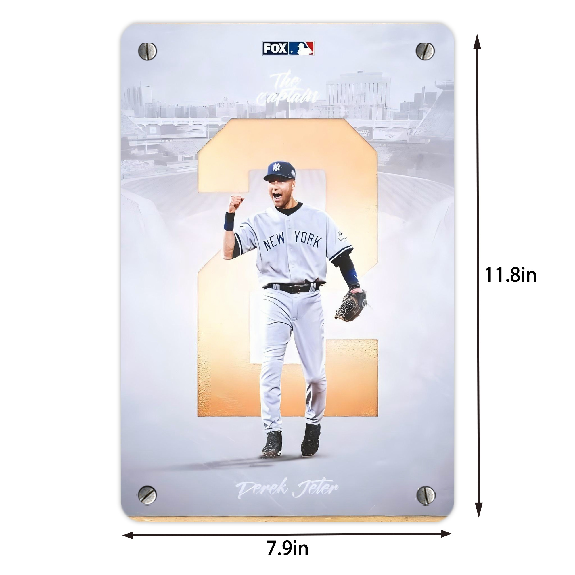 Derek Jeter 112 Metal Tin Sign 8x12inch - High-Quality Full-Print Decorative Wall Art, Durable Rust-Resistant Metal Plaque For Living Room, Bedroom, Kitchen, Office, Bar Décor