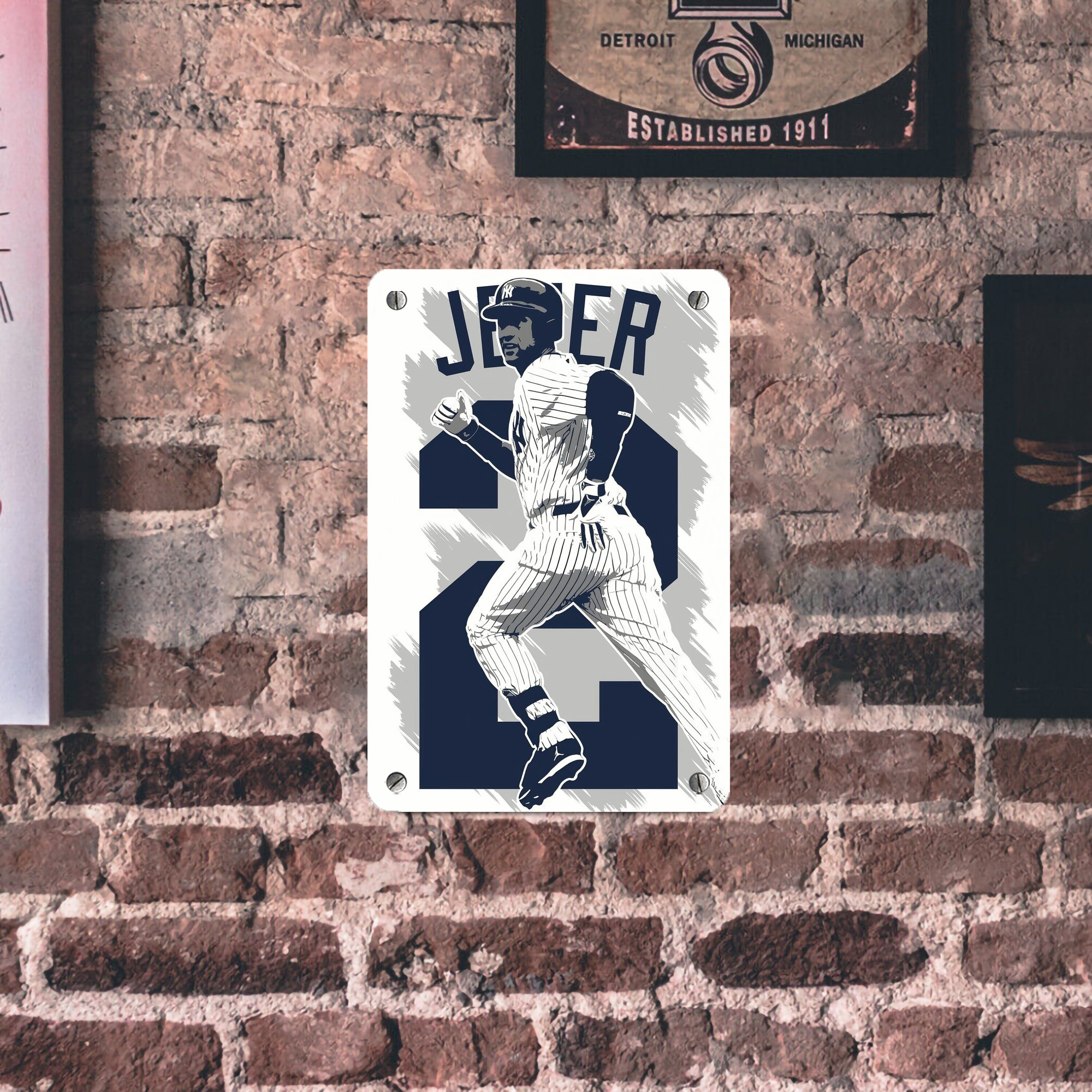 Derek Jeter 113 Metal Tin Sign 8x12inch - High-Quality Full-Print Decorative Wall Art, Durable Rust-Resistant Metal Plaque For Living Room, Bedroom, Kitchen, Office, Bar Décor