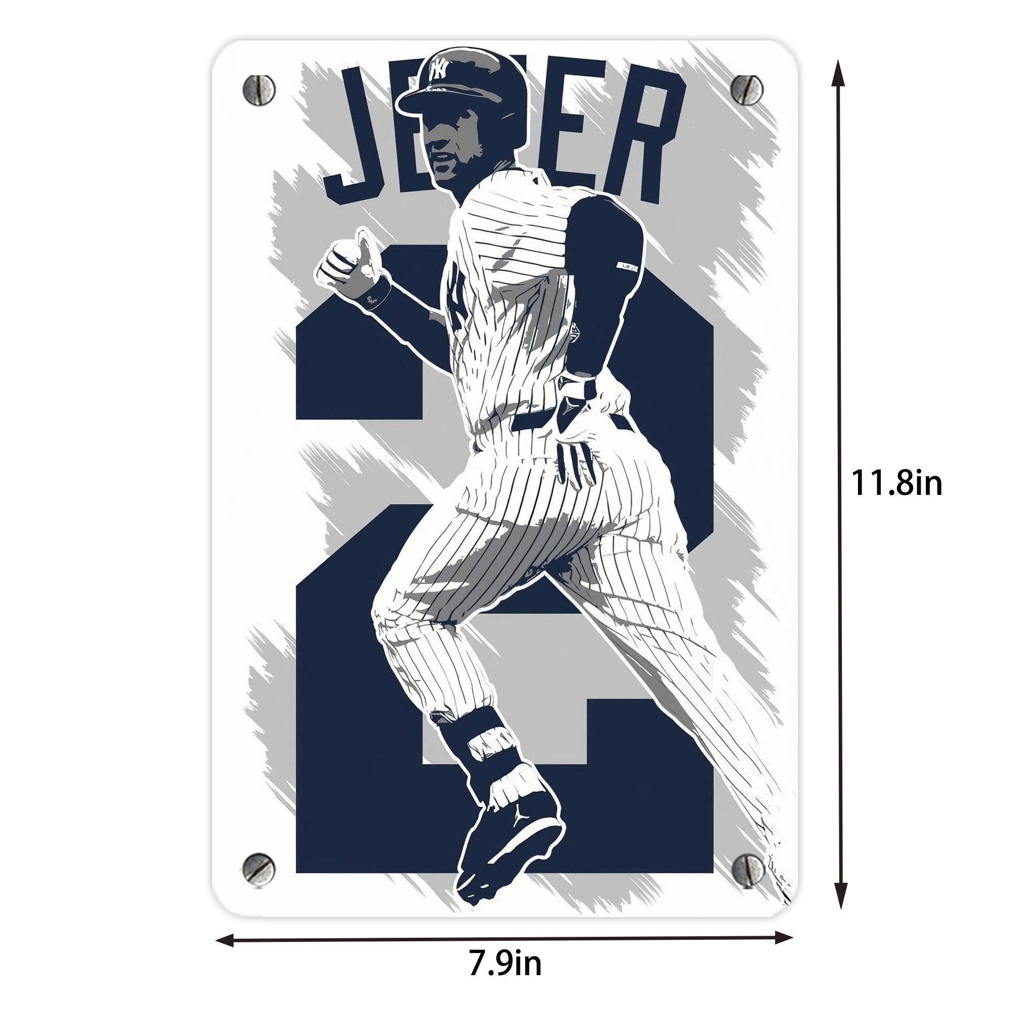 Derek Jeter 113 Metal Tin Sign 8x12inch - High-Quality Full-Print Decorative Wall Art, Durable Rust-Resistant Metal Plaque For Living Room, Bedroom, Kitchen, Office, Bar Décor