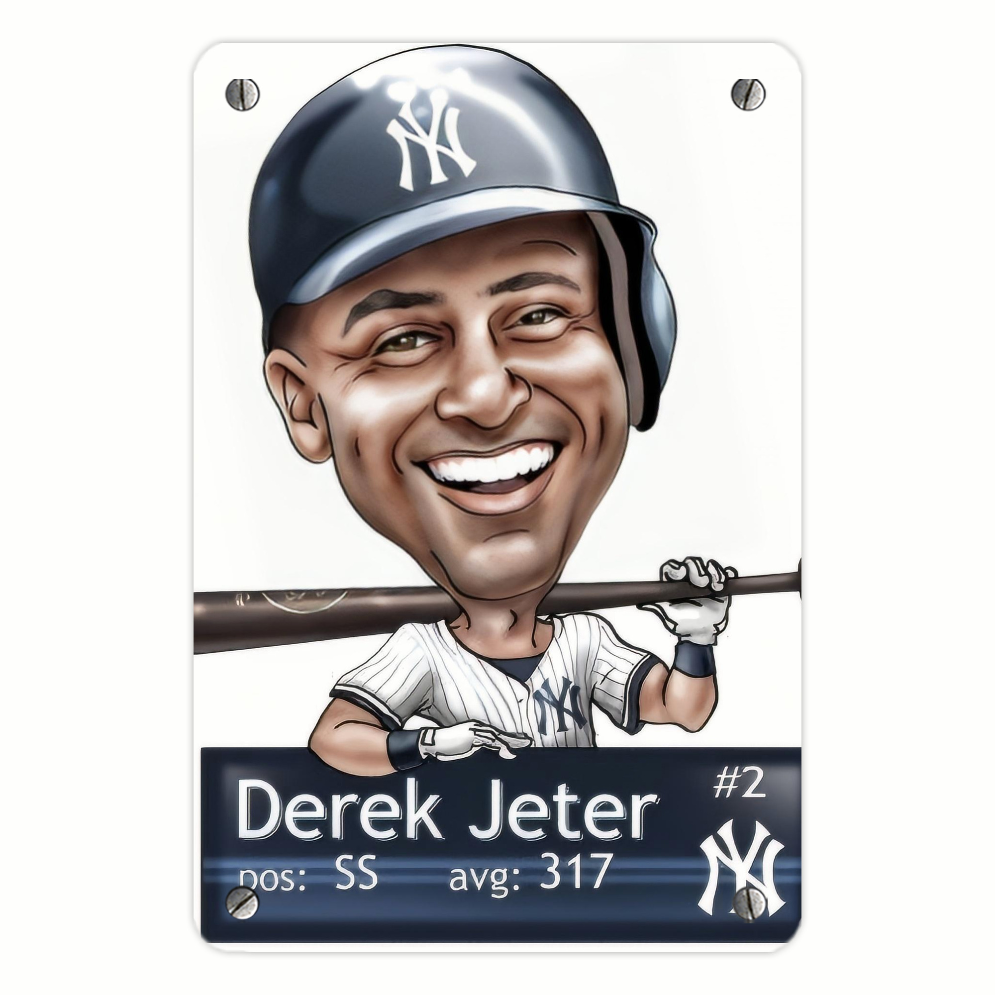 Derek Jeter 18 Metal Tin Sign 8x12inch - High-Quality Full-Print Decorative Wall Art, Durable Rust-Resistant Metal Plaque For Living Room, Bedroom, Kitchen, Office, Bar Décor