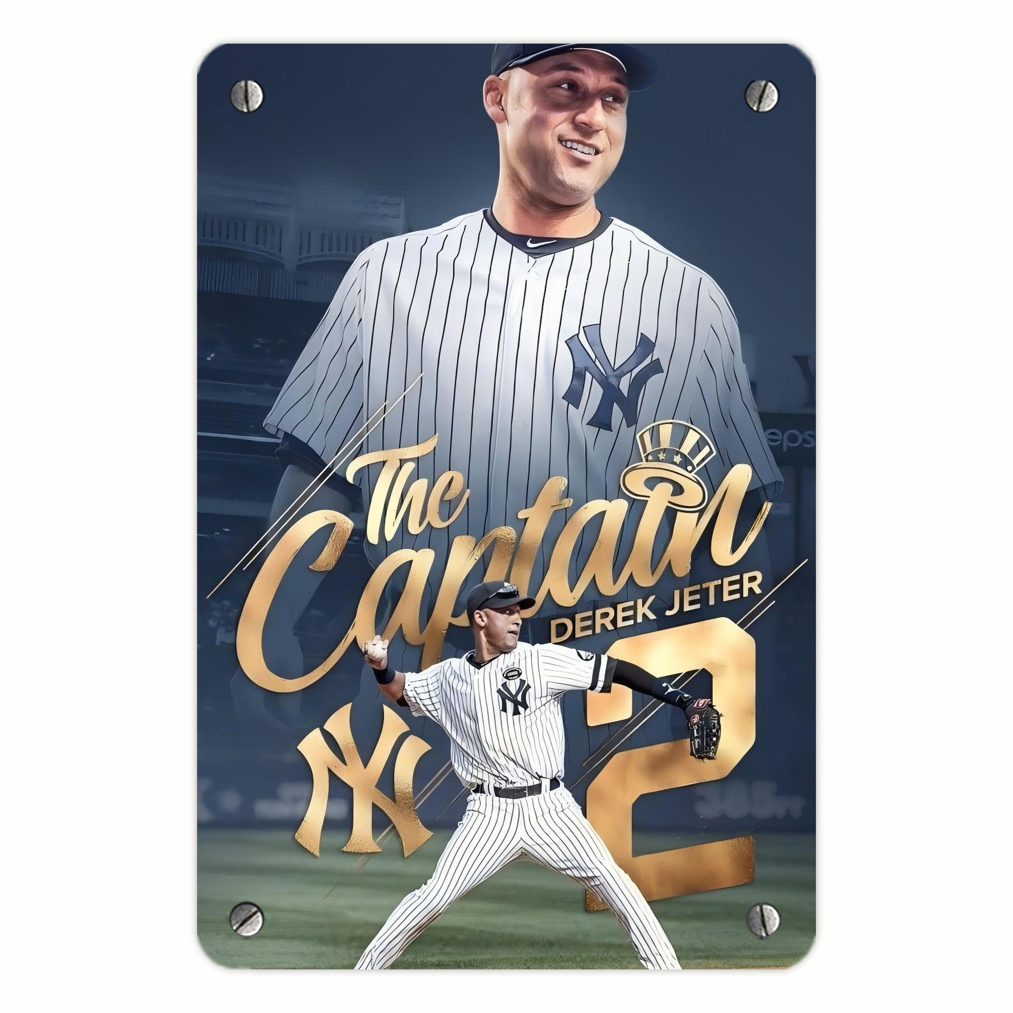 Derek Jeter 29 Metal Tin Sign 8x12inch - High-Quality Full-Print Decorative Wall Art, Durable Rust-Resistant Metal Plaque For Living Room, Bedroom, Kitchen, Office, Bar Décor