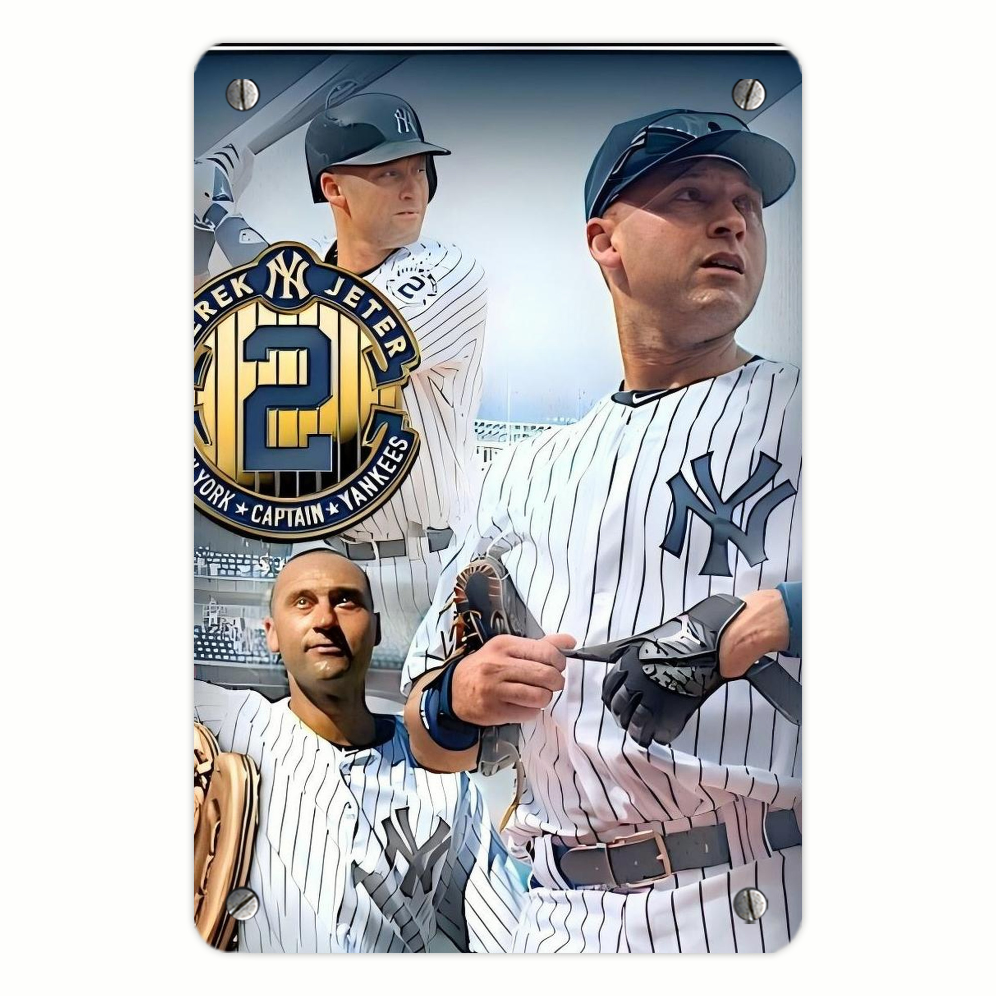 Derek Jeter 40 Metal Tin Sign 8x12inch - High-Quality Full-Print Decorative Wall Art, Durable Rust-Resistant Metal Plaque For Living Room, Bedroom, Kitchen, Office, Bar Décor