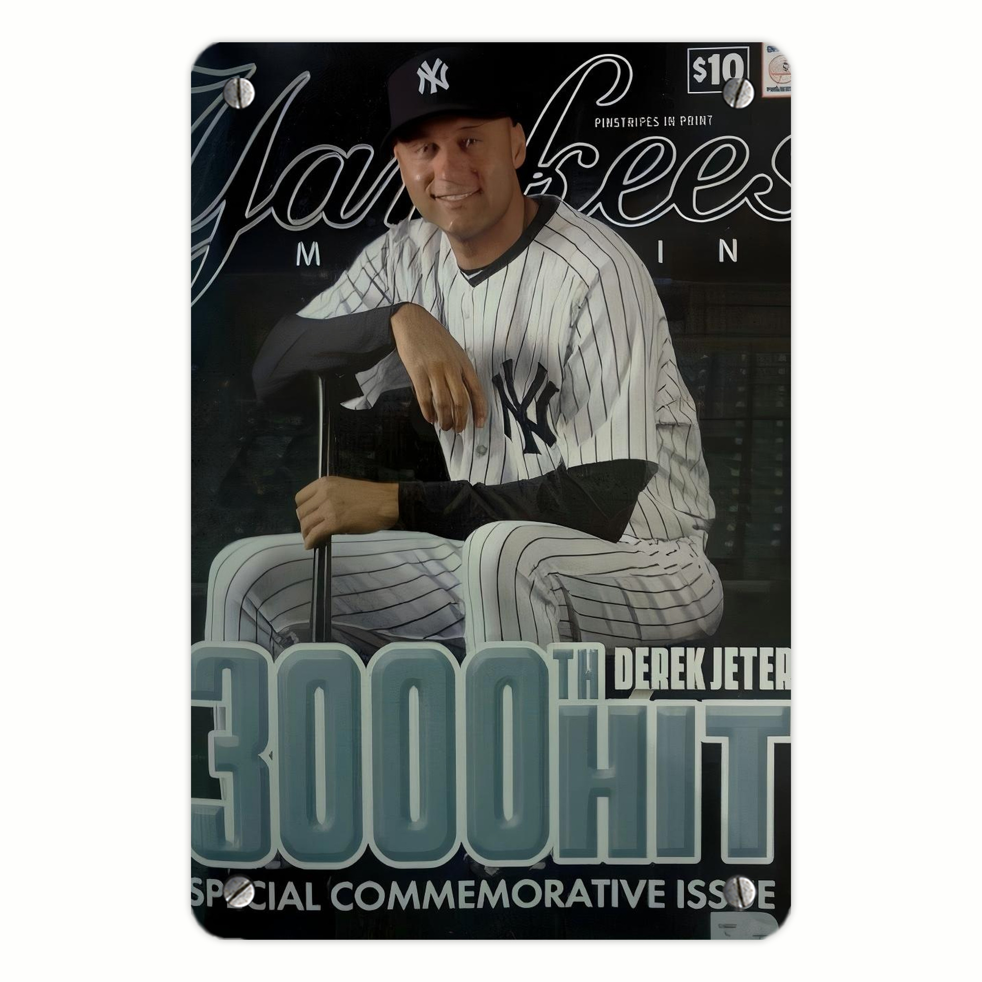 Derek Jeter 43 Metal Tin Sign 8x12inch - High-Quality Full-Print Decorative Wall Art, Durable Rust-Resistant Metal Plaque For Living Room, Bedroom, Kitchen, Office, Bar Décor