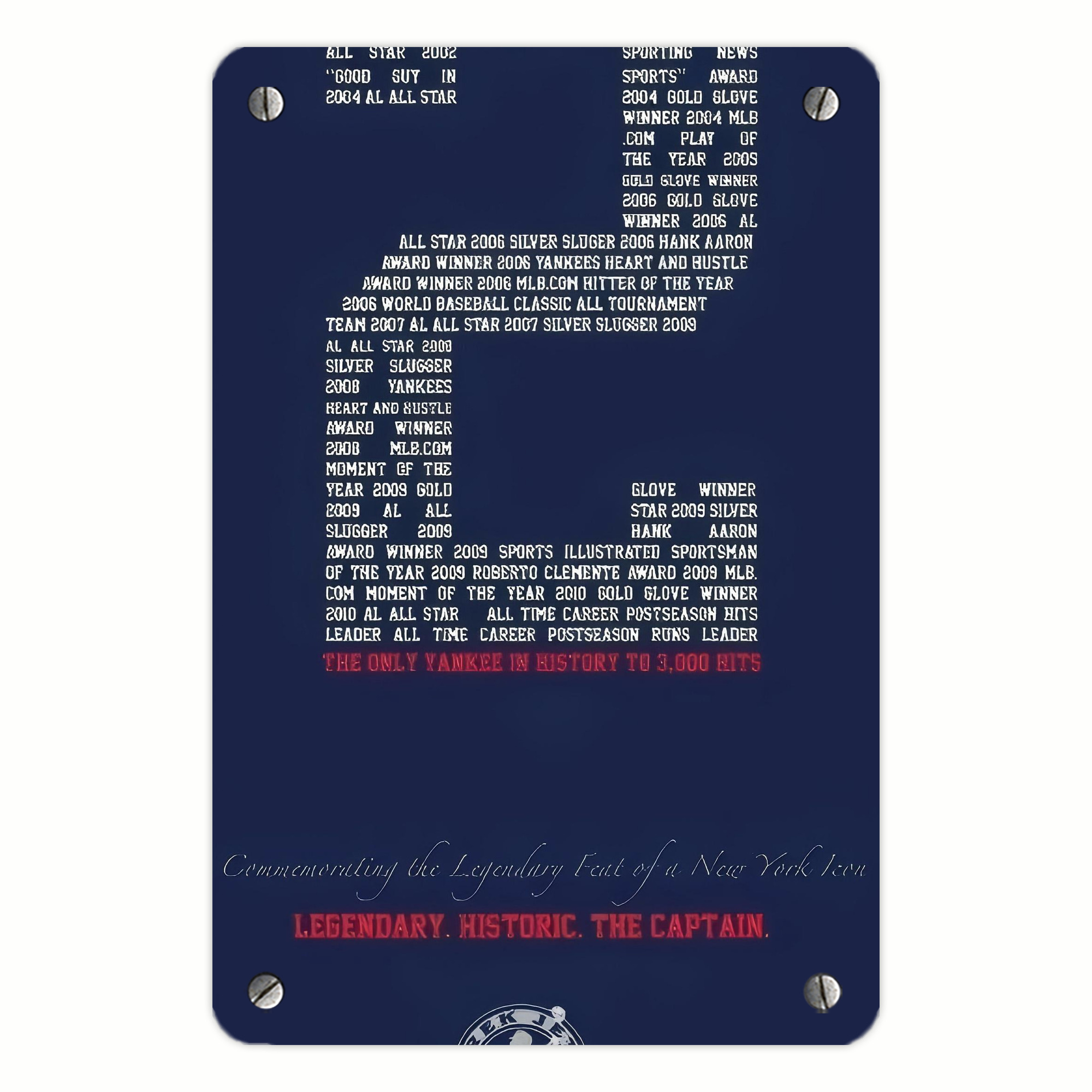 Derek Jeter 44 Metal Tin Sign 8x12inch - High-Quality Full-Print Decorative Wall Art, Durable Rust-Resistant Metal Plaque For Living Room, Bedroom, Kitchen, Office, Bar Décor