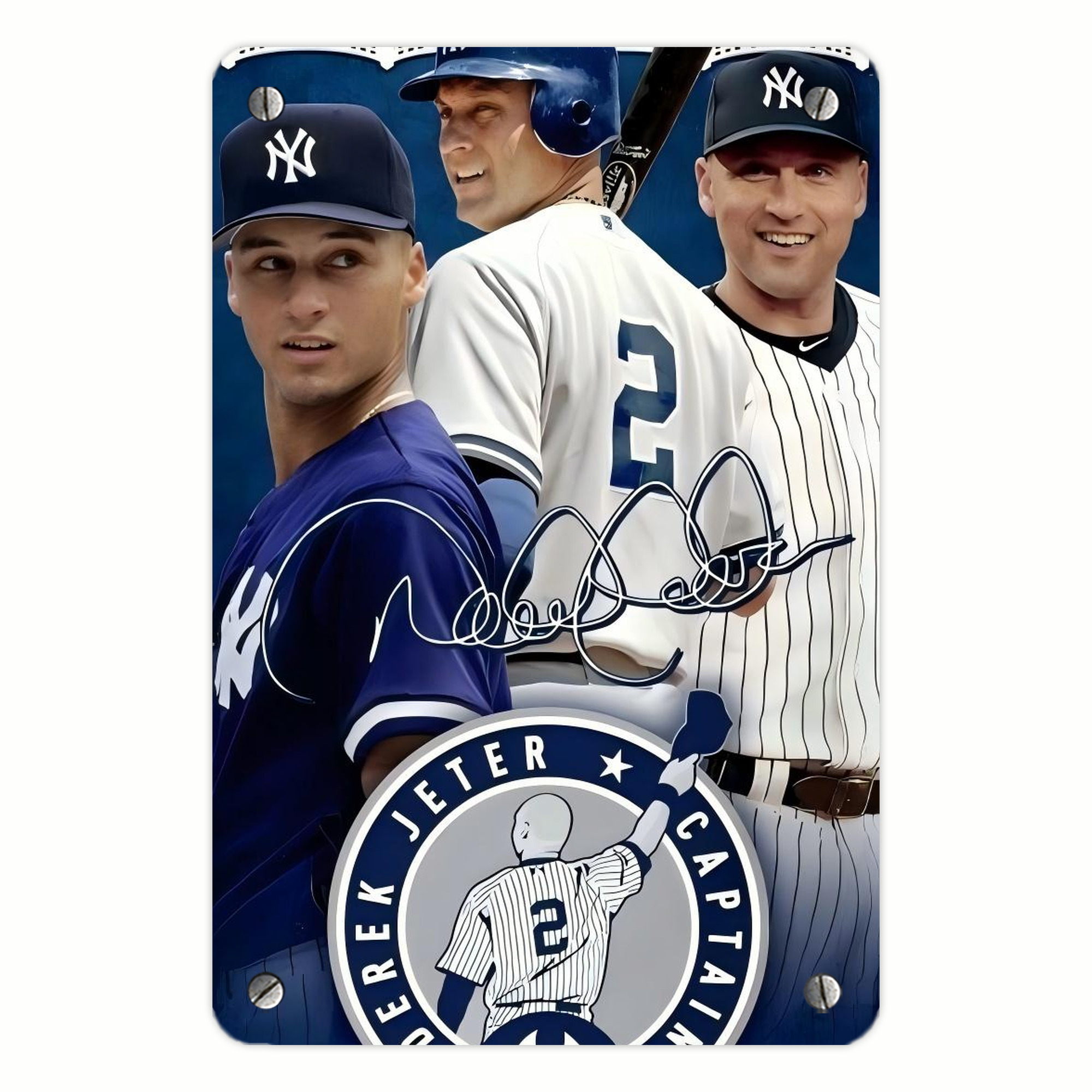 Derek Jeter 47 Metal Tin Sign 8x12inch - High-Quality Full-Print Decorative Wall Art, Durable Rust-Resistant Metal Plaque For Living Room, Bedroom, Kitchen, Office, Bar Décor