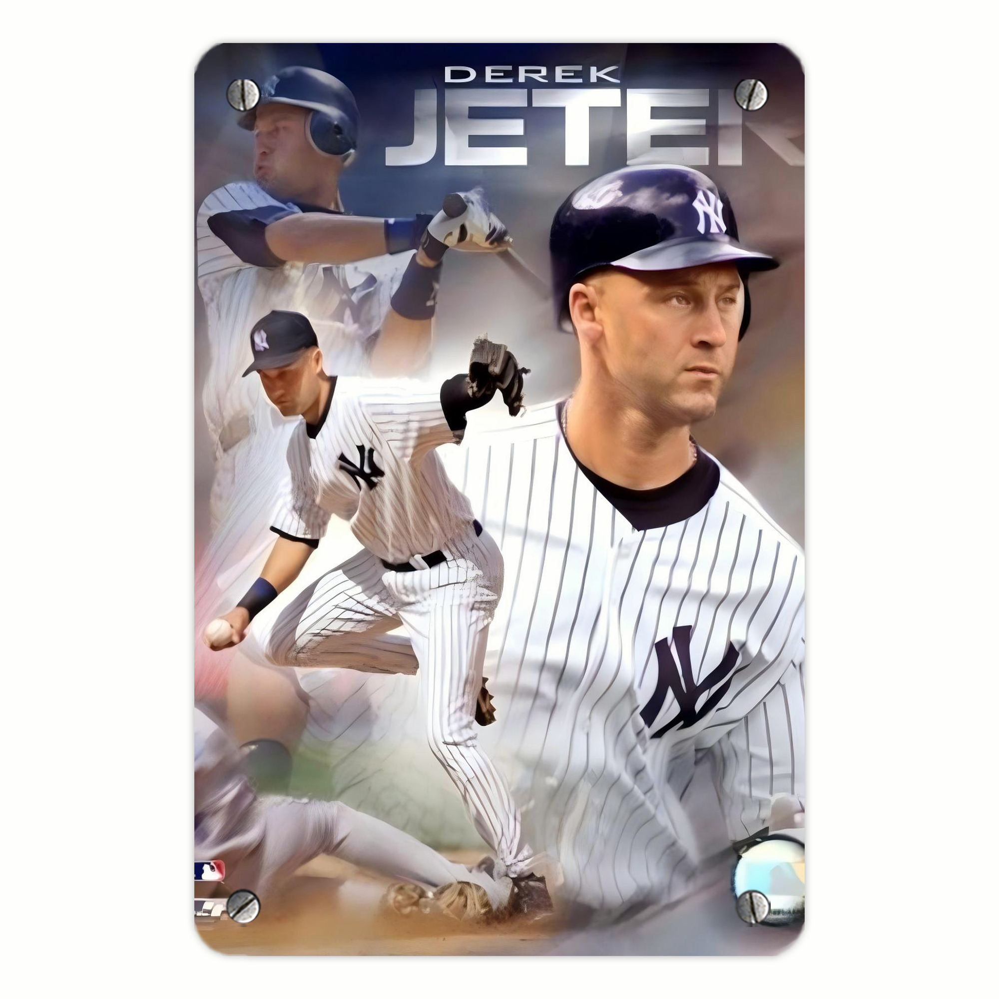 Derek Jeter 60 Metal Tin Sign 8x12inch - High-Quality Full-Print Decorative Wall Art, Durable Rust-Resistant Metal Plaque For Living Room, Bedroom, Kitchen, Office, Bar Décor