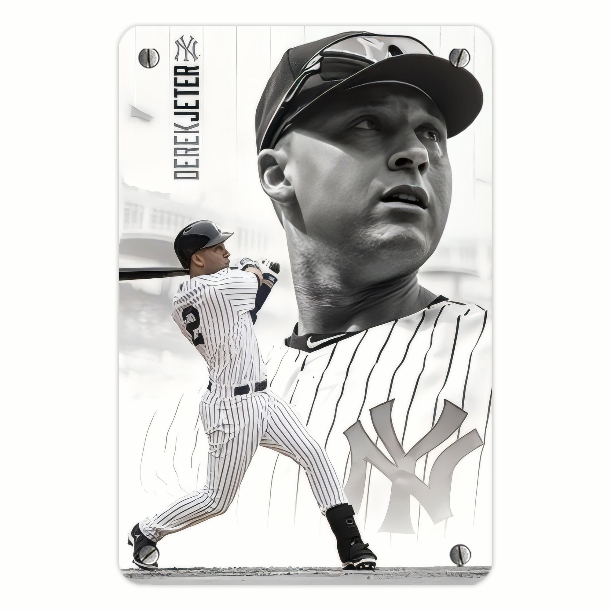 Derek Jeter 61 Metal Tin Sign 8x12inch - High-Quality Full-Print Decorative Wall Art, Durable Rust-Resistant Metal Plaque For Living Room, Bedroom, Kitchen, Office, Bar Décor