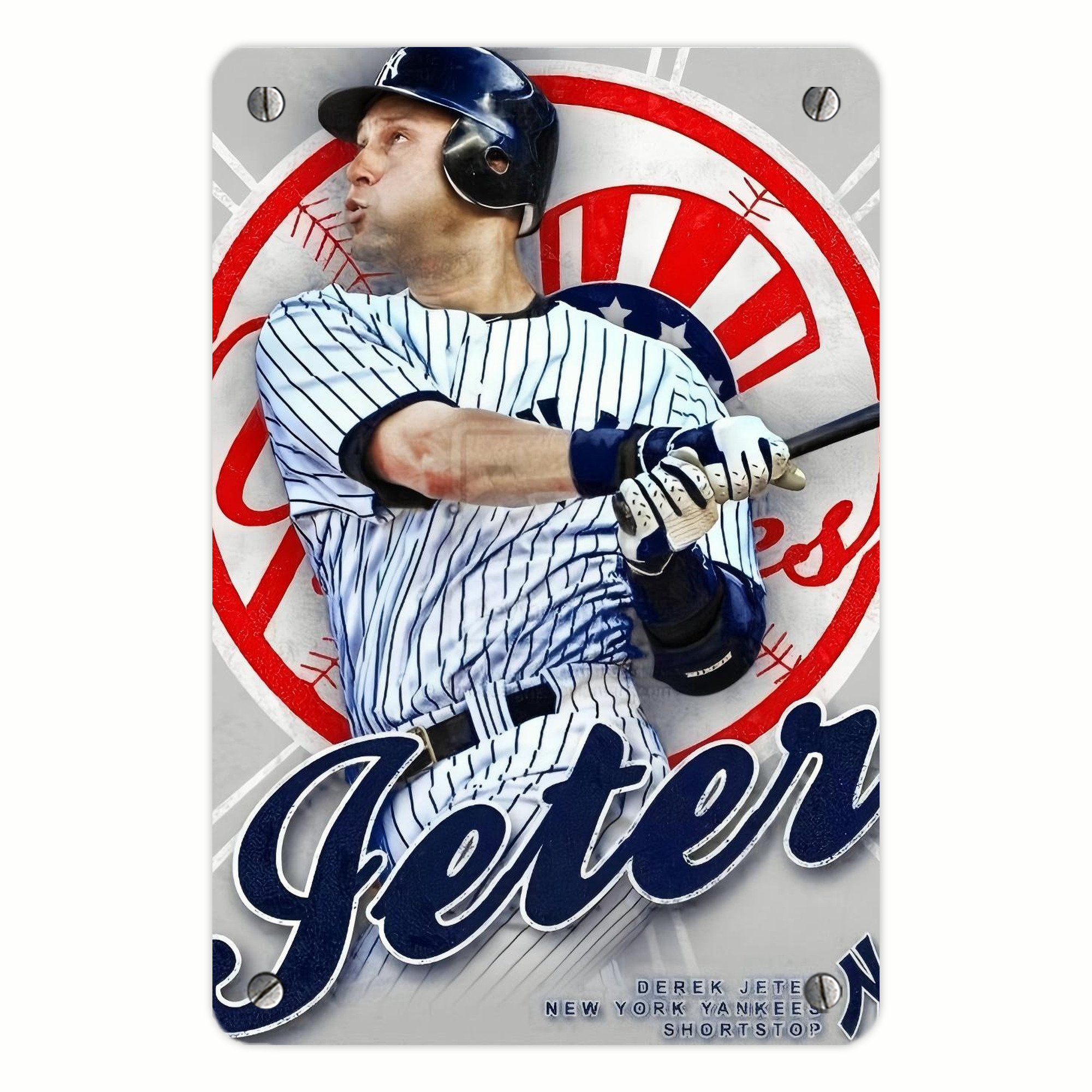 Derek Jeter 62 Metal Tin Sign 8x12inch - High-Quality Full-Print Decorative Wall Art, Durable Rust-Resistant Metal Plaque For Living Room, Bedroom, Kitchen, Office, Bar Décor