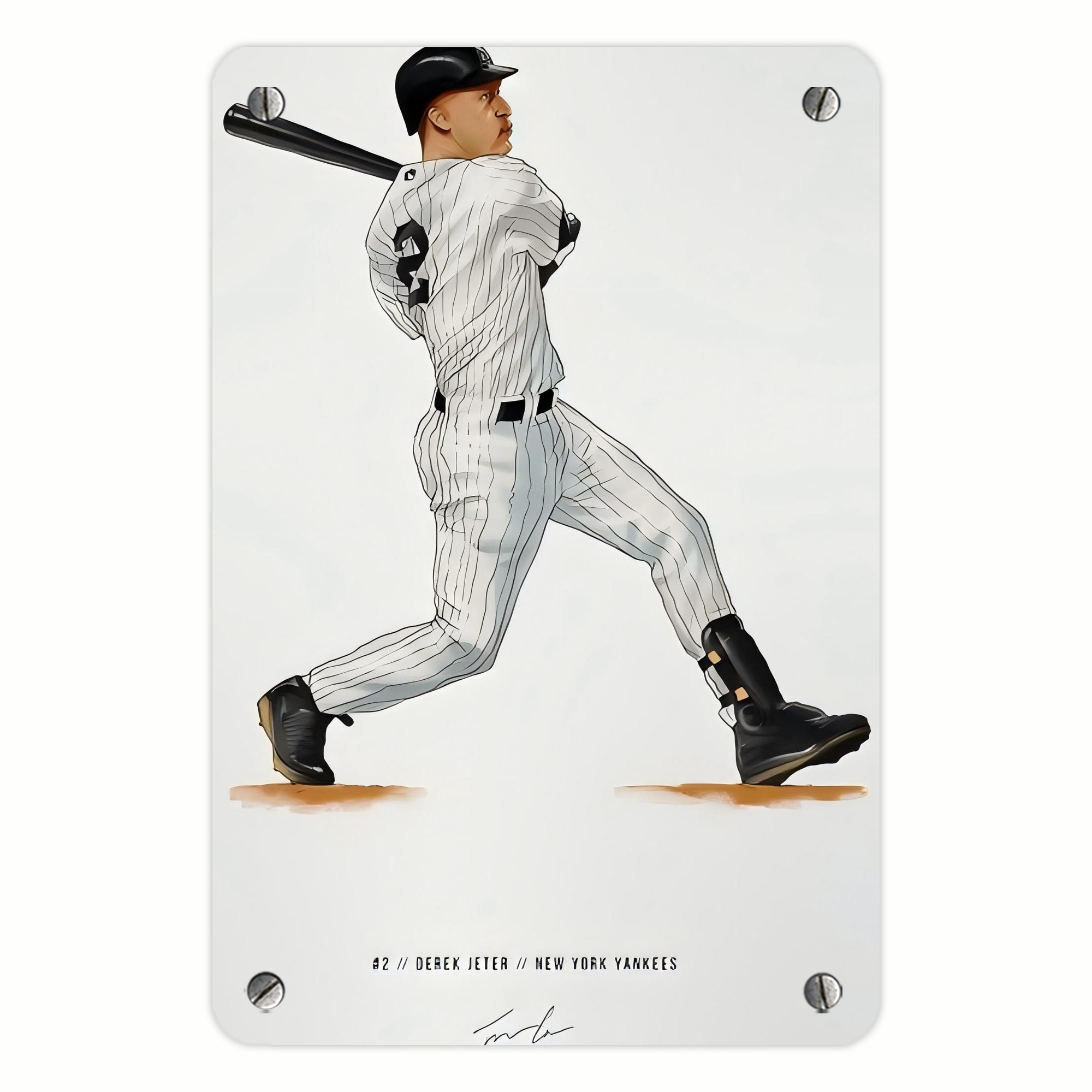 Derek Jeter 64 Metal Tin Sign 8x12inch - High-Quality Full-Print Decorative Wall Art, Durable Rust-Resistant Metal Plaque For Living Room, Bedroom, Kitchen, Office, Bar Décor