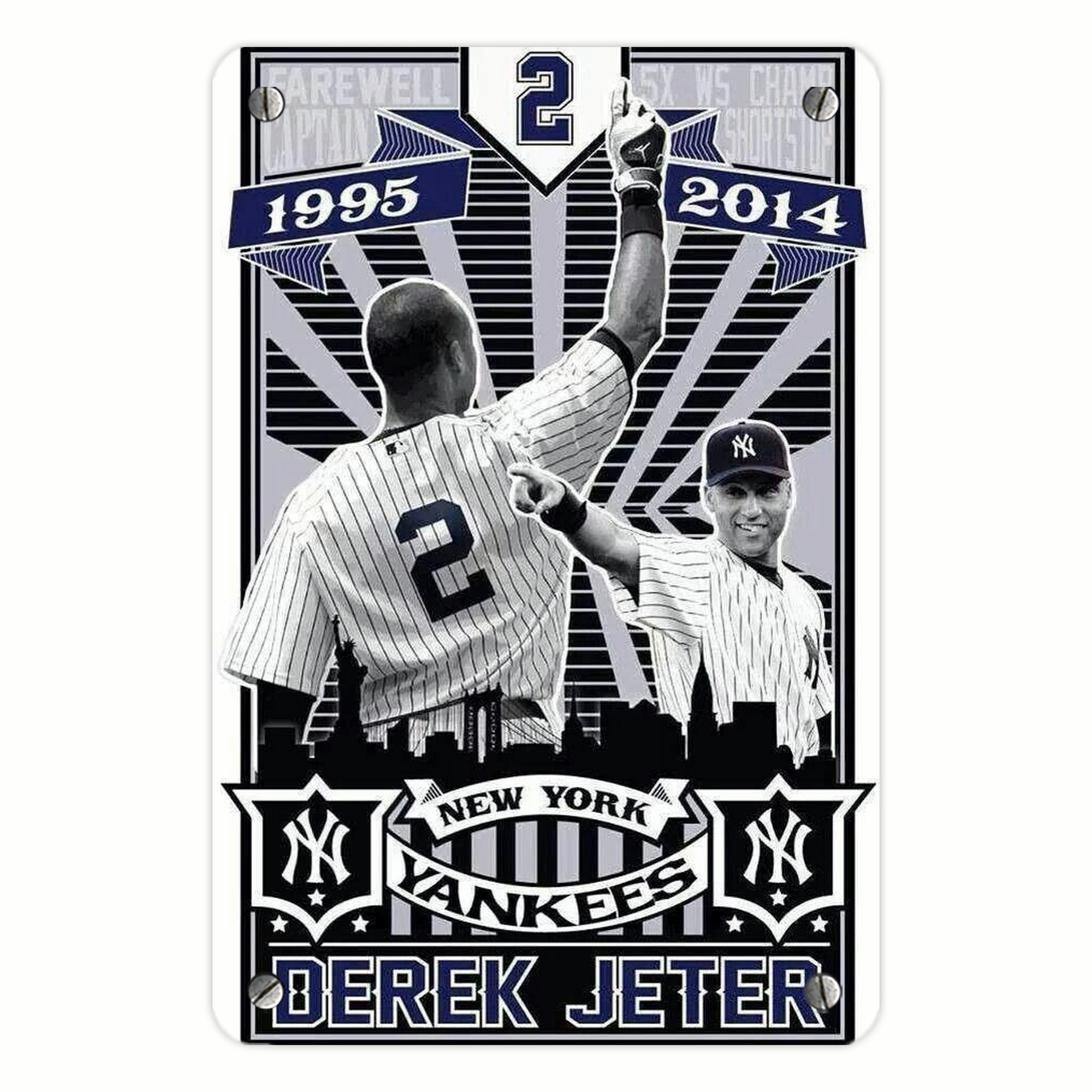 Derek Jeter 89 Metal Tin Sign 8x12inch - High-Quality Full-Print Decorative Wall Art, Durable Rust-Resistant Metal Plaque For Living Room, Bedroom, Kitchen, Office, Bar Décor