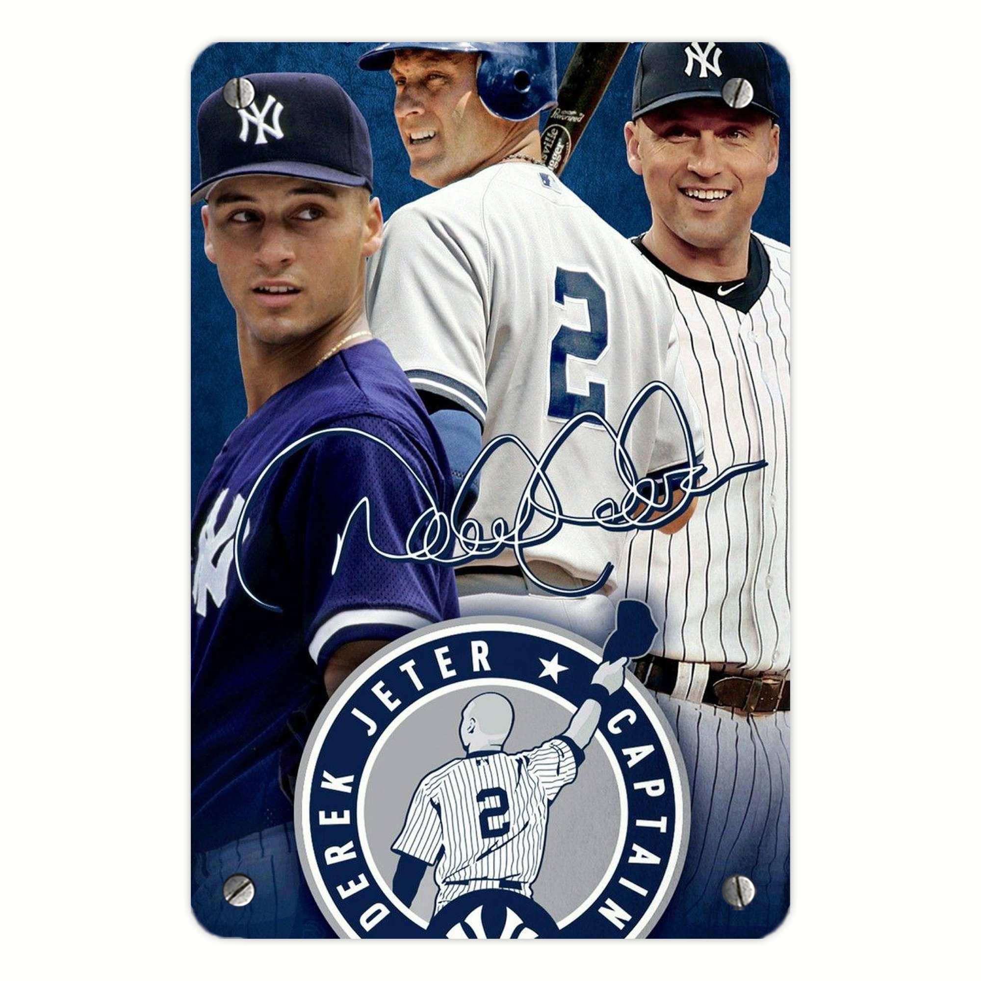 Derek Jeter 92 Metal Tin Sign 8x12inch - High-Quality Full-Print Decorative Wall Art, Durable Rust-Resistant Metal Plaque For Living Room, Bedroom, Kitchen, Office, Bar Décor