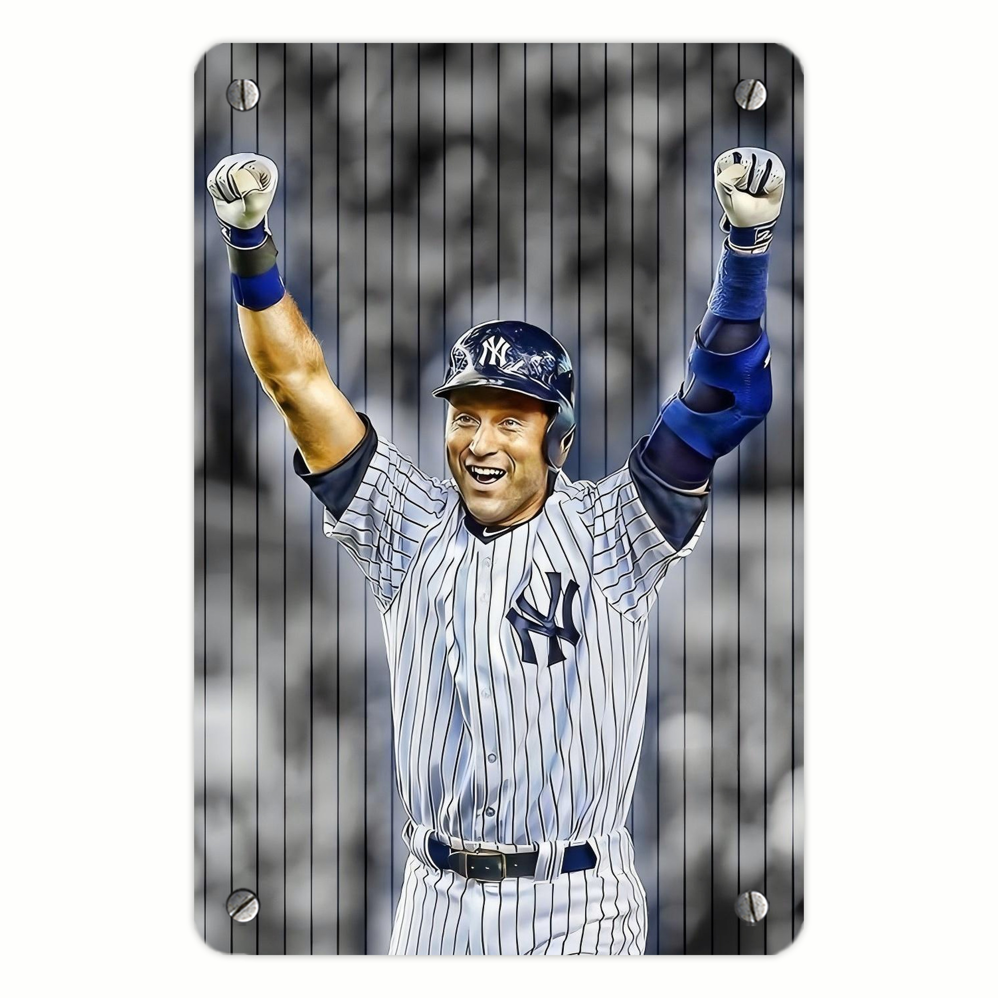 Derek Jeter 96 Metal Tin Sign 8x12inch - High-Quality Full-Print Decorative Wall Art, Durable Rust-Resistant Metal Plaque For Living Room, Bedroom, Kitchen, Office, Bar Décor