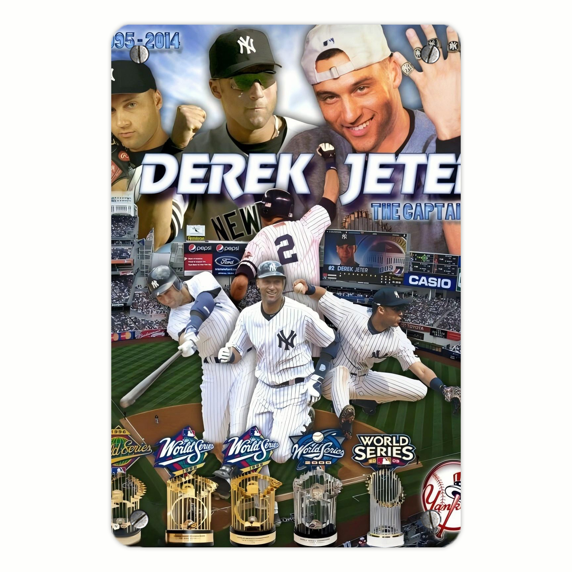 Derek Jeter 100 Metal Tin Sign 8x12inch - High-Quality Full-Print Decorative Wall Art, Durable Rust-Resistant Metal Plaque For Living Room, Bedroom, Kitchen, Office, Bar Décor