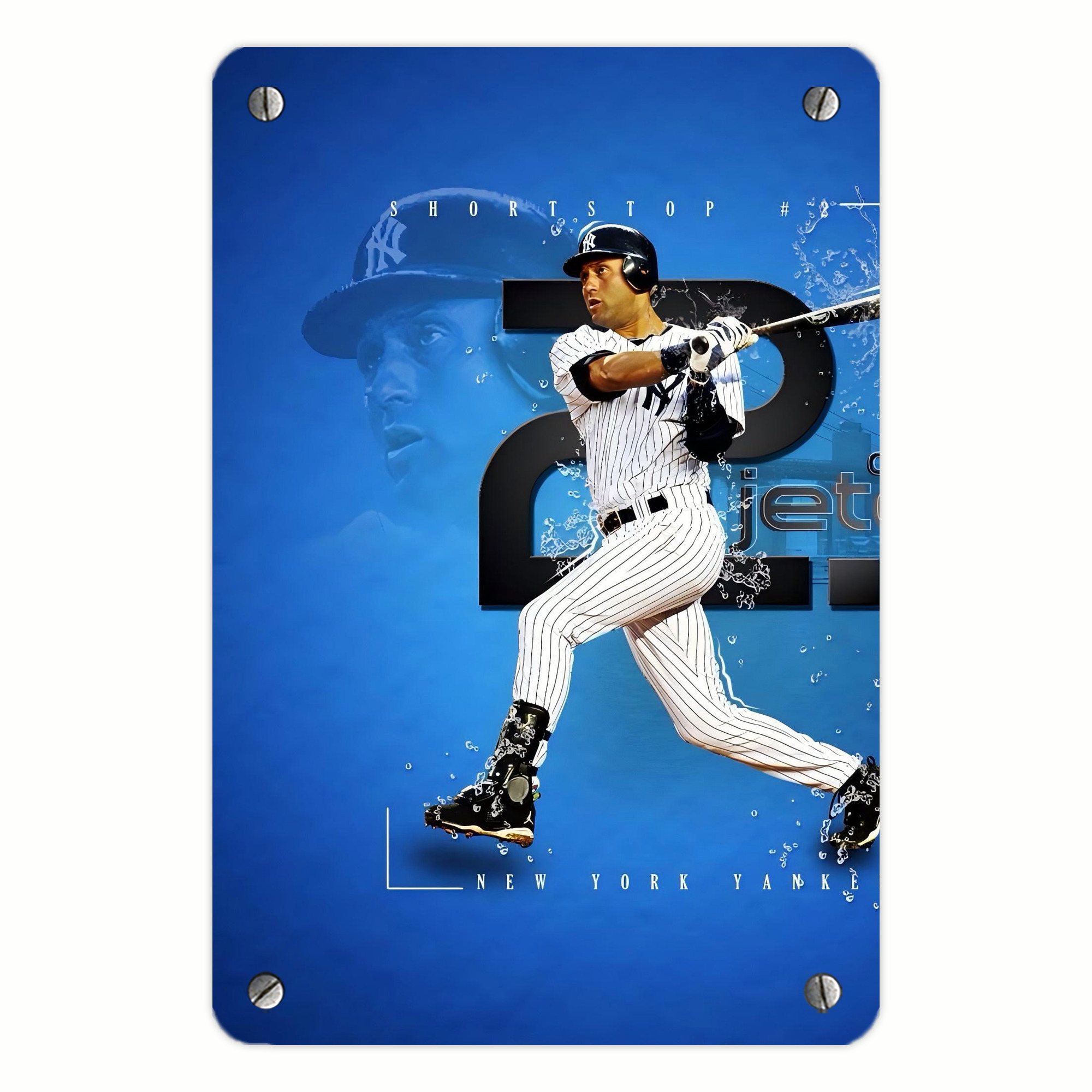 Derek Jeter 107 Metal Tin Sign 8x12inch - High-Quality Full-Print Decorative Wall Art, Durable Rust-Resistant Metal Plaque For Living Room, Bedroom, Kitchen, Office, Bar Décor