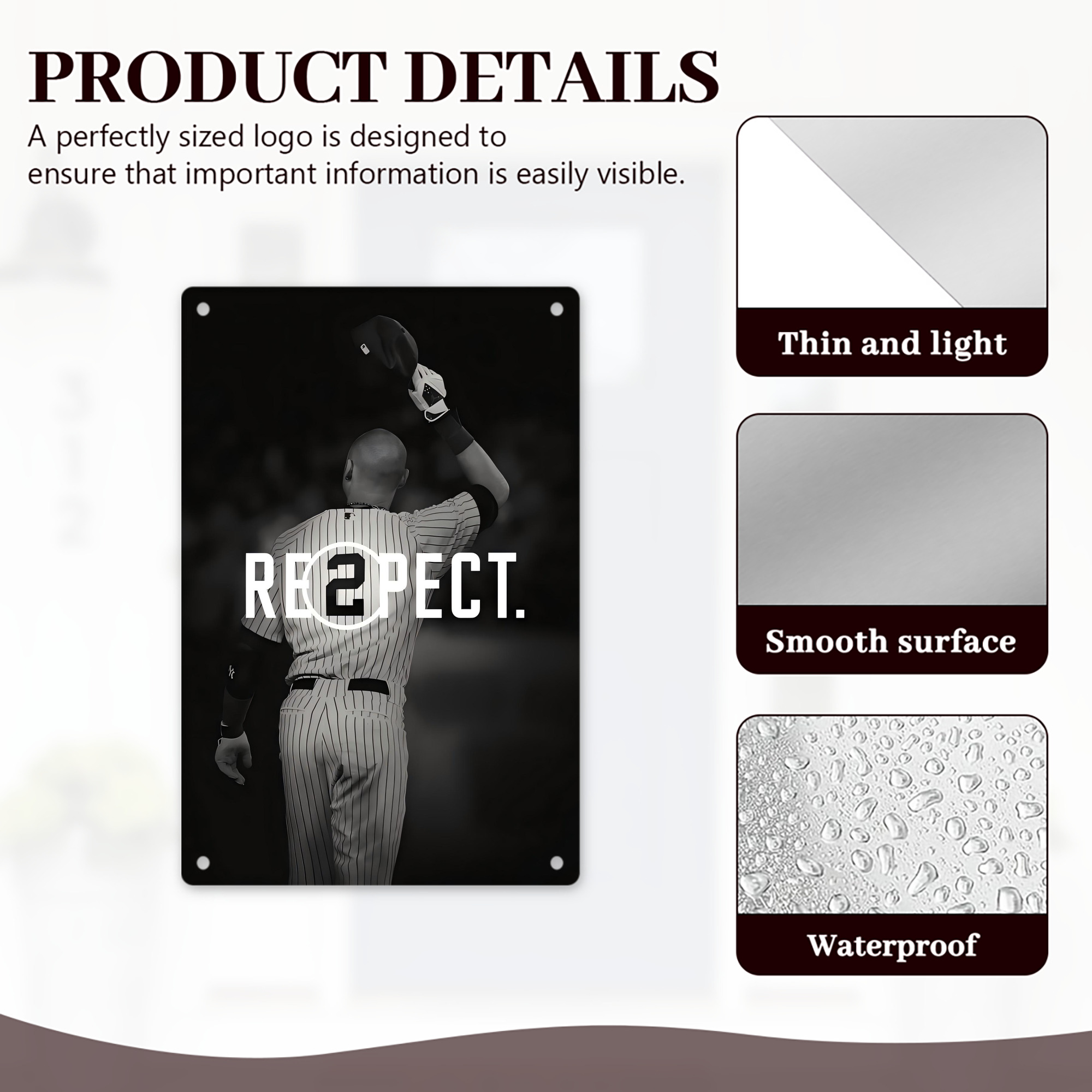 Derek Jeter 37 8x12inch Vertical Aluminum Sign - Durable Fade-Resistant Indoor/Outdoor Safety & Information Plaque For Office, Hotel, Restaurant, Bar, Public Spaces