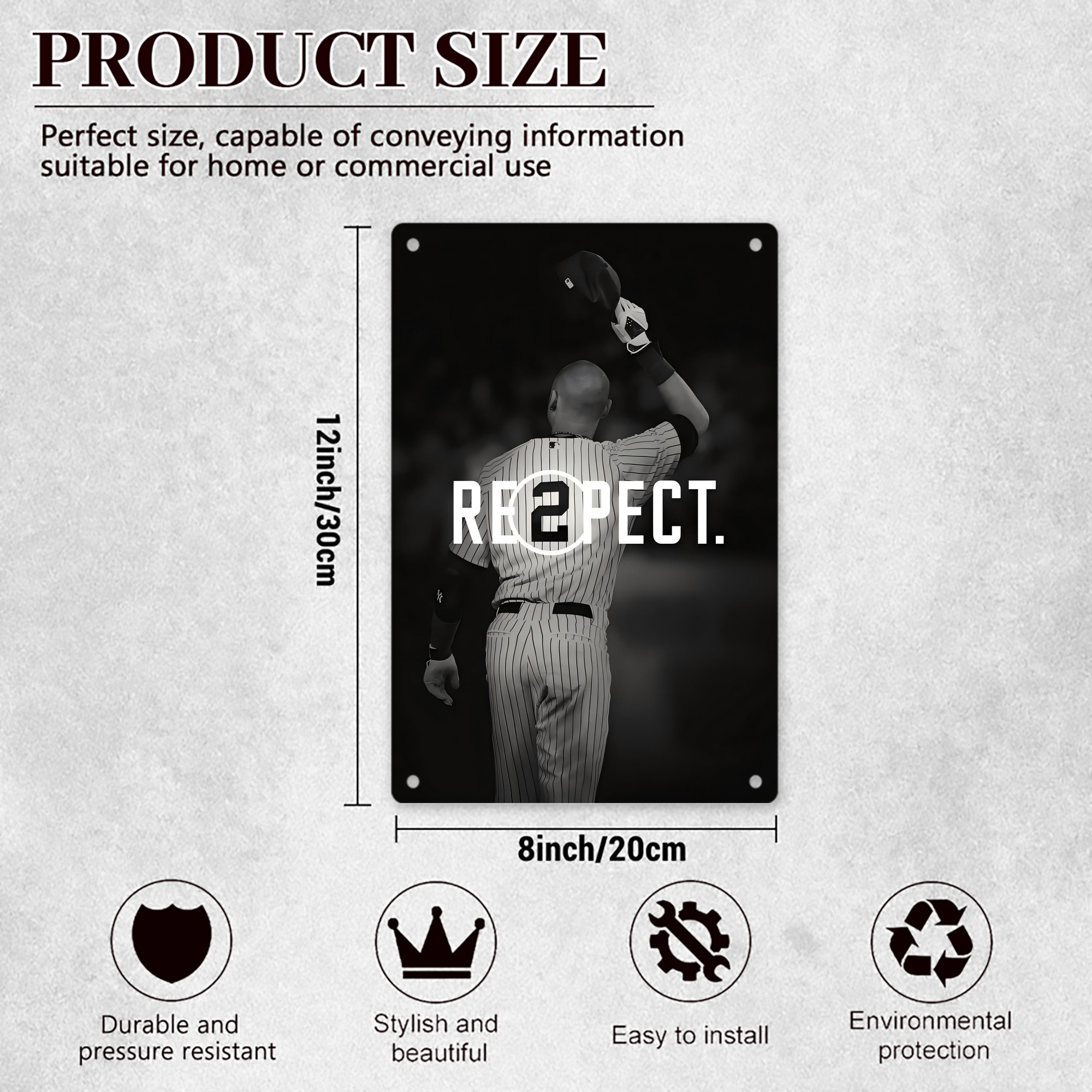 Derek Jeter 37 8x12inch Vertical Aluminum Sign - Durable Fade-Resistant Indoor/Outdoor Safety & Information Plaque For Office, Hotel, Restaurant, Bar, Public Spaces