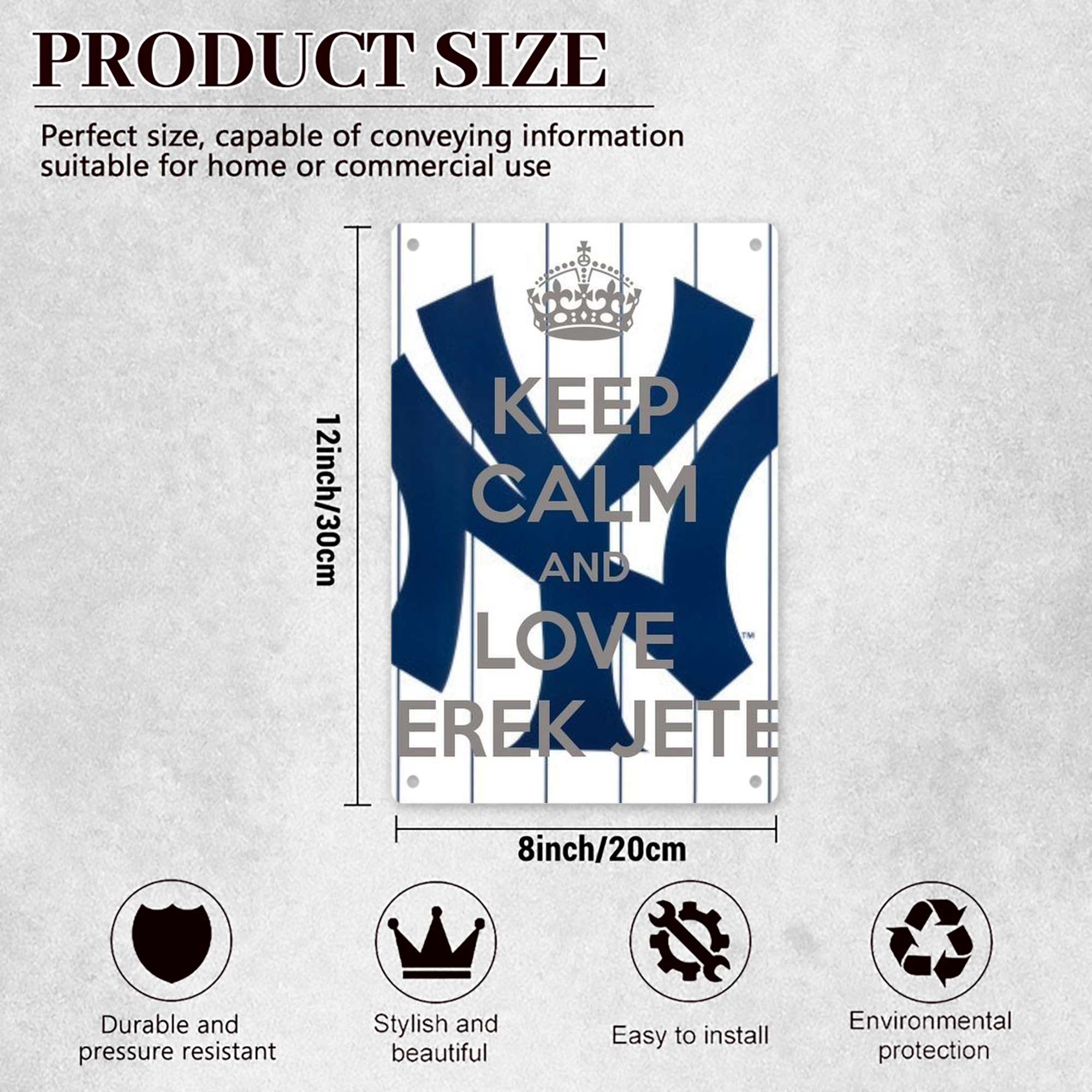 Derek Jeter 39 8x12inch Vertical Aluminum Sign - Durable Fade-Resistant Indoor/Outdoor Safety & Information Plaque For Office, Hotel, Restaurant, Bar, Public Spaces