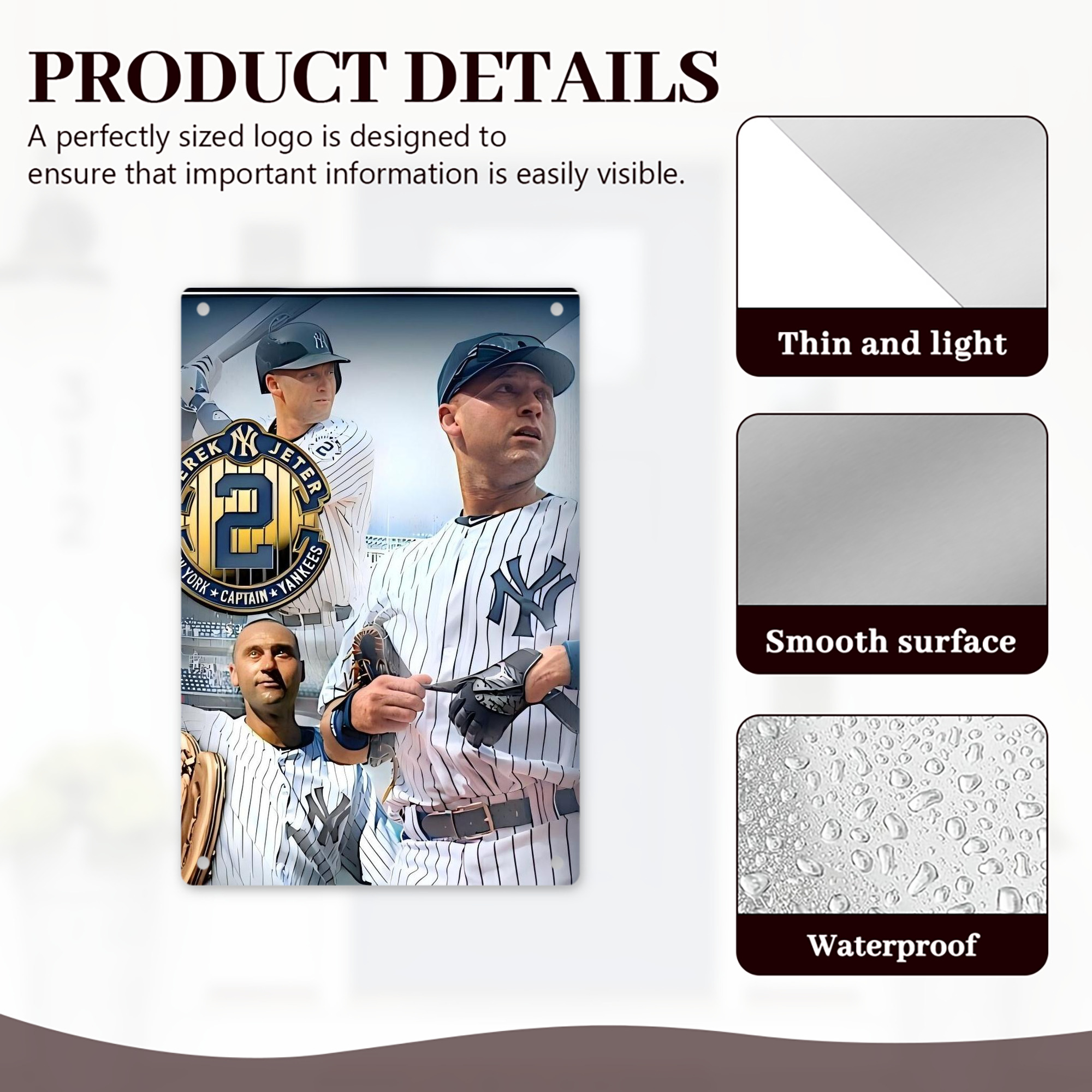 Derek Jeter 40 8x12inch Vertical Aluminum Sign - Durable Fade-Resistant Indoor/Outdoor Safety & Information Plaque For Office, Hotel, Restaurant, Bar, Public Spaces