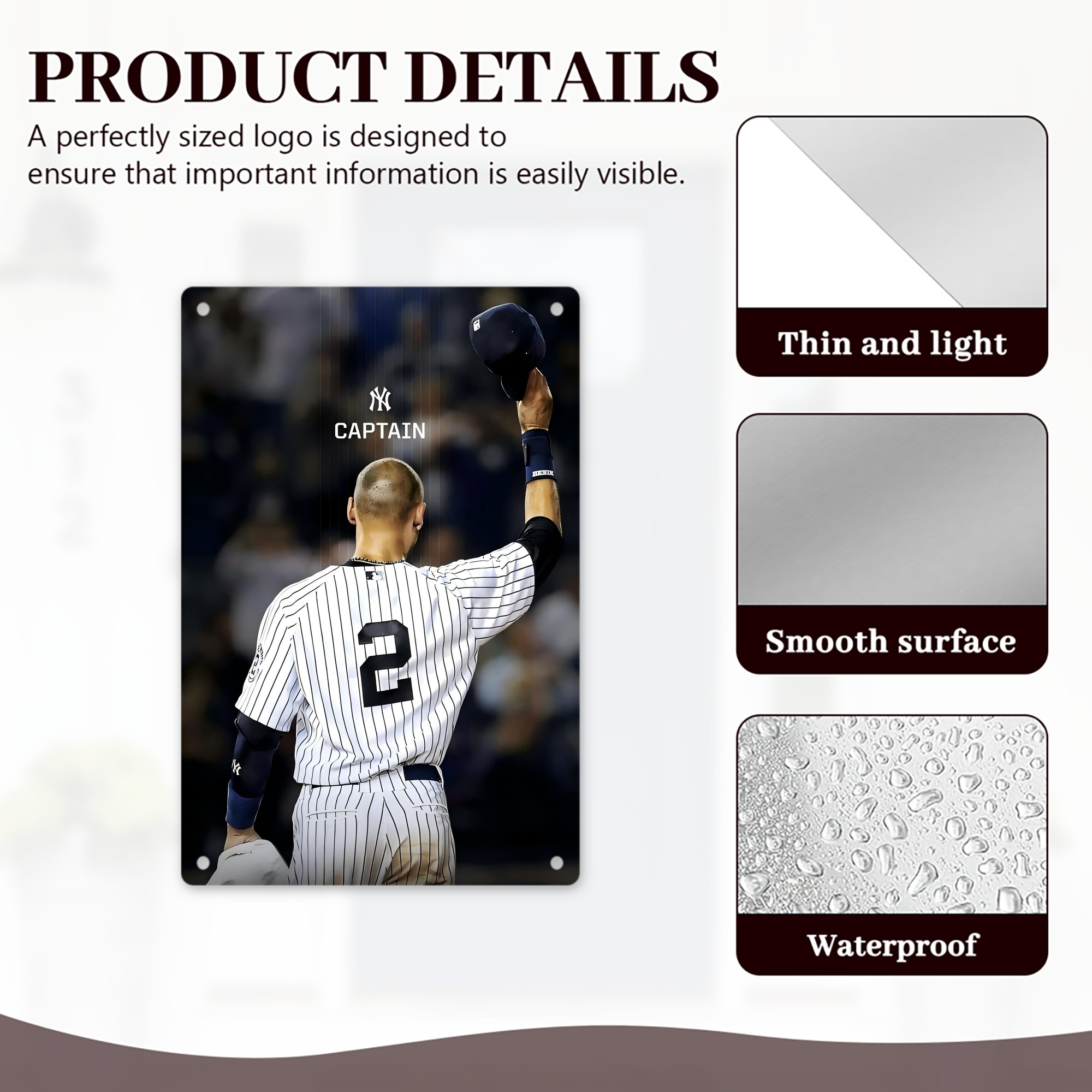 Derek Jeter 56 8x12inch Vertical Aluminum Sign - Durable Fade-Resistant Indoor/Outdoor Safety & Information Plaque For Office, Hotel, Restaurant, Bar, Public Spaces