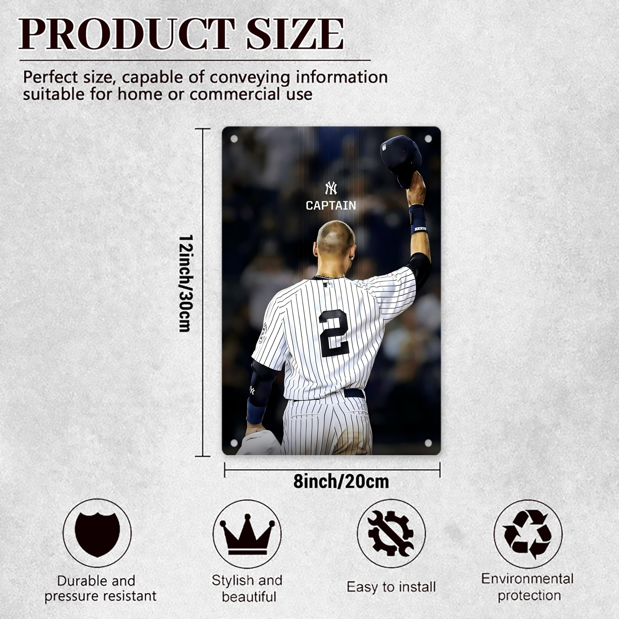 Derek Jeter 56 8x12inch Vertical Aluminum Sign - Durable Fade-Resistant Indoor/Outdoor Safety & Information Plaque For Office, Hotel, Restaurant, Bar, Public Spaces