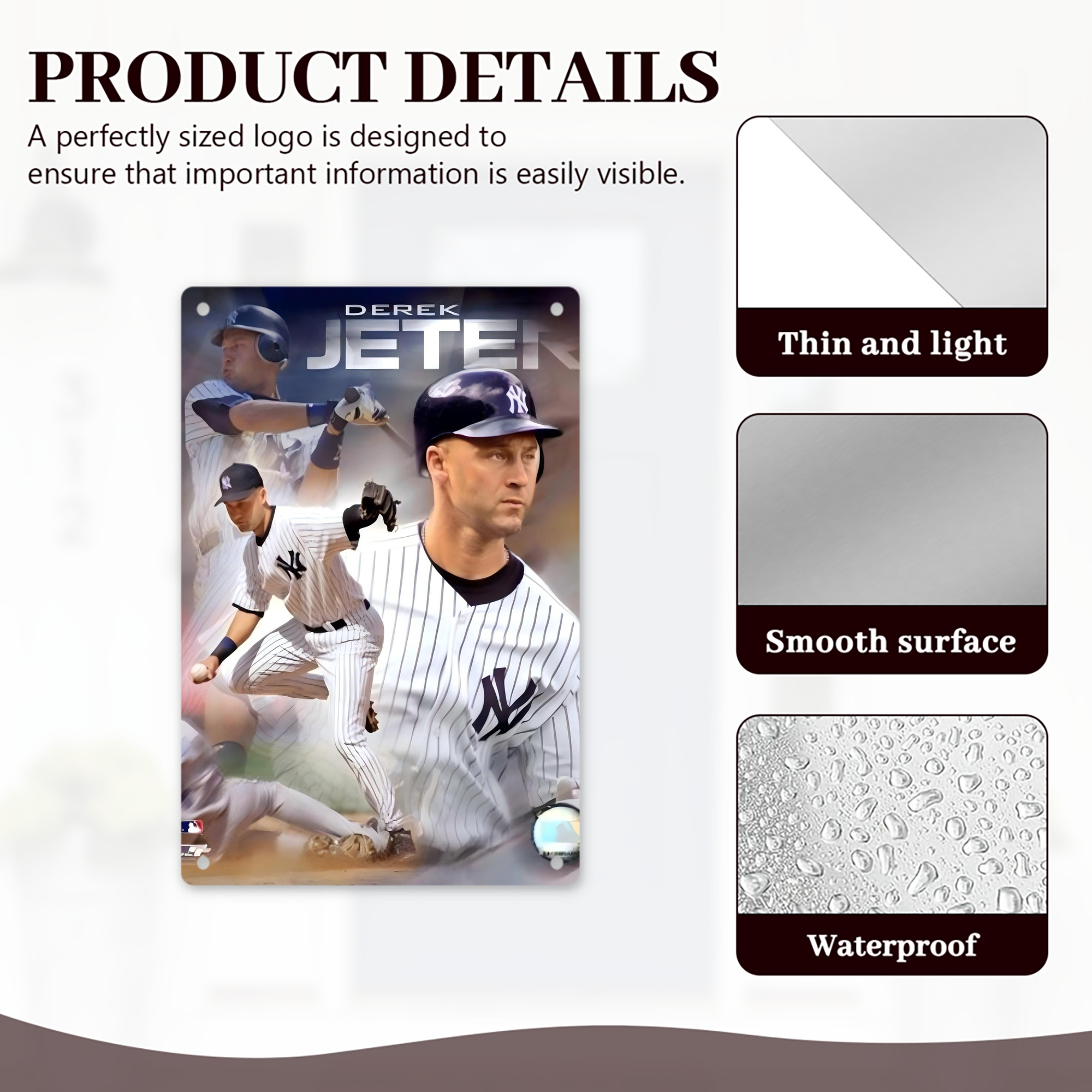Derek Jeter 60 8x12inch Vertical Aluminum Sign - Durable Fade-Resistant Indoor/Outdoor Safety & Information Plaque For Office, Hotel, Restaurant, Bar, Public Spaces