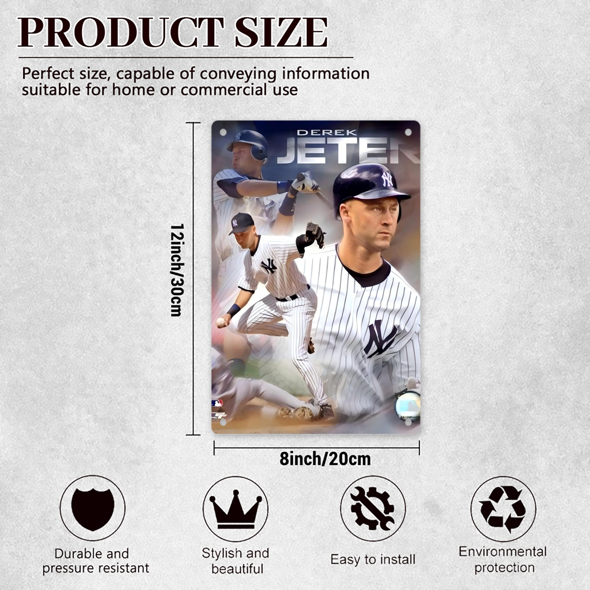 Derek Jeter 60 8x12inch Vertical Aluminum Sign - Durable Fade-Resistant Indoor/Outdoor Safety & Information Plaque For Office, Hotel, Restaurant, Bar, Public Spaces