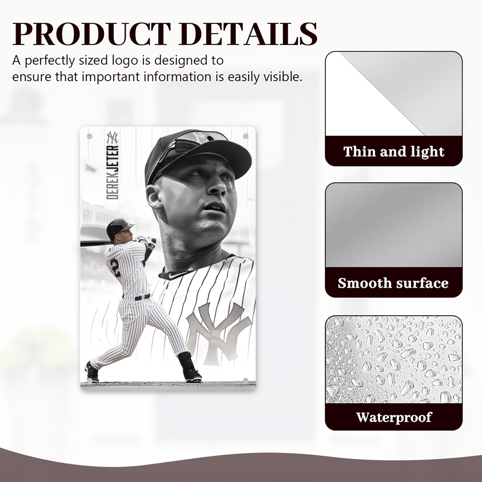 Derek Jeter 61 8x12inch Vertical Aluminum Sign - Durable Fade-Resistant Indoor/Outdoor Safety & Information Plaque For Office, Hotel, Restaurant, Bar, Public Spaces