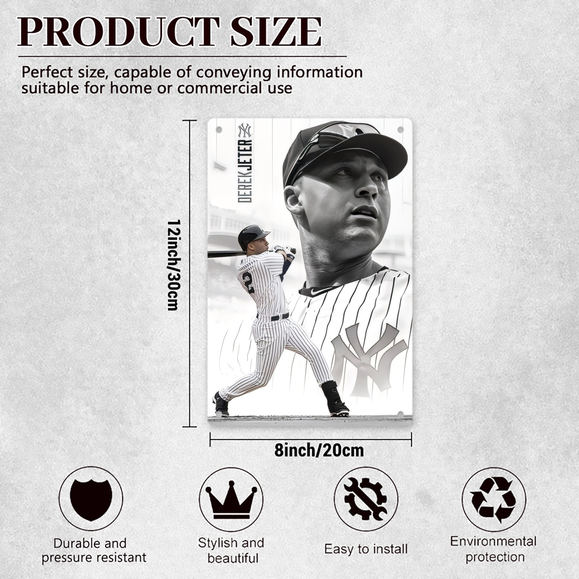 Derek Jeter 61 8x12inch Vertical Aluminum Sign - Durable Fade-Resistant Indoor/Outdoor Safety & Information Plaque For Office, Hotel, Restaurant, Bar, Public Spaces